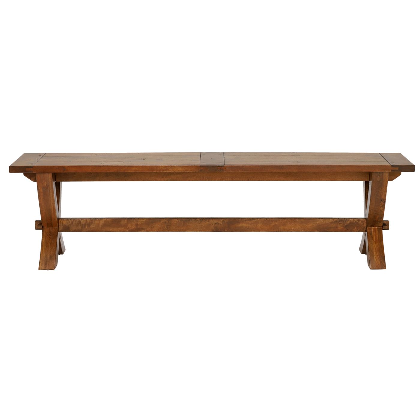 New Frontier Wood x Leg Dining Bench, Mango Finish