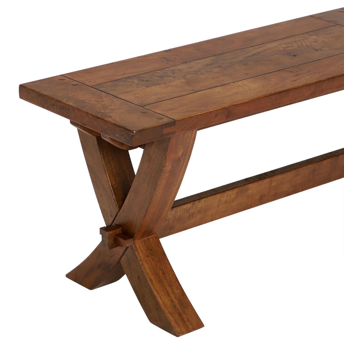 New Frontier Wood x Leg Dining Bench, Mango Finish