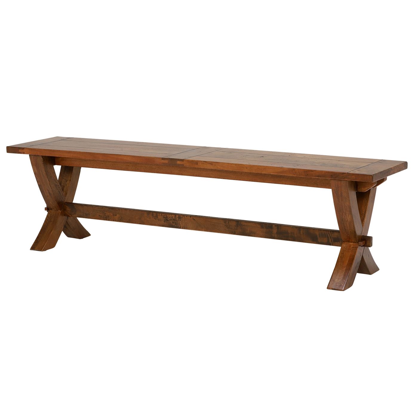 New Frontier Wood x Leg Dining Bench, Mango Finish