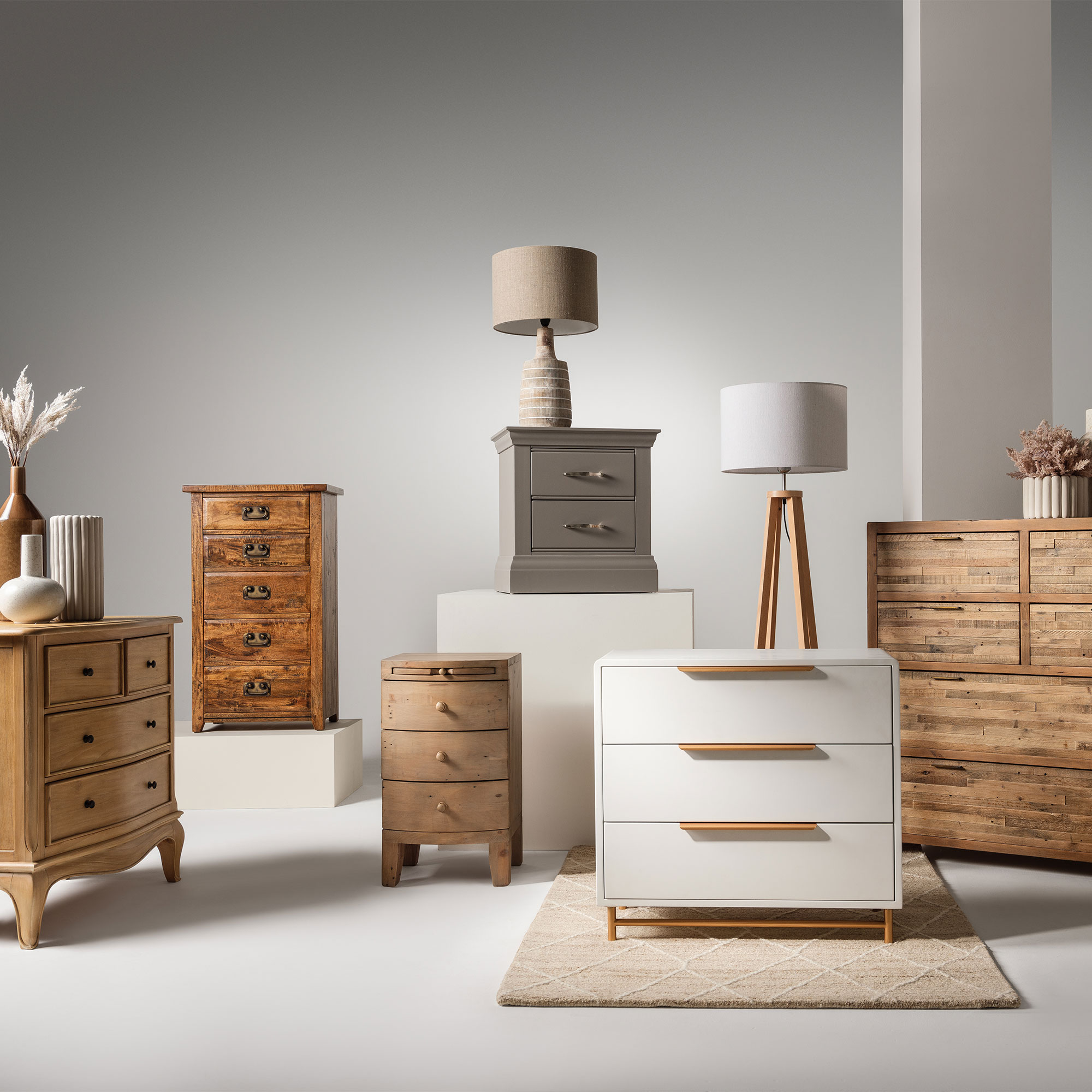 Cecile Light Wooden French Style 4 Drawer Chest, Mindi Wood