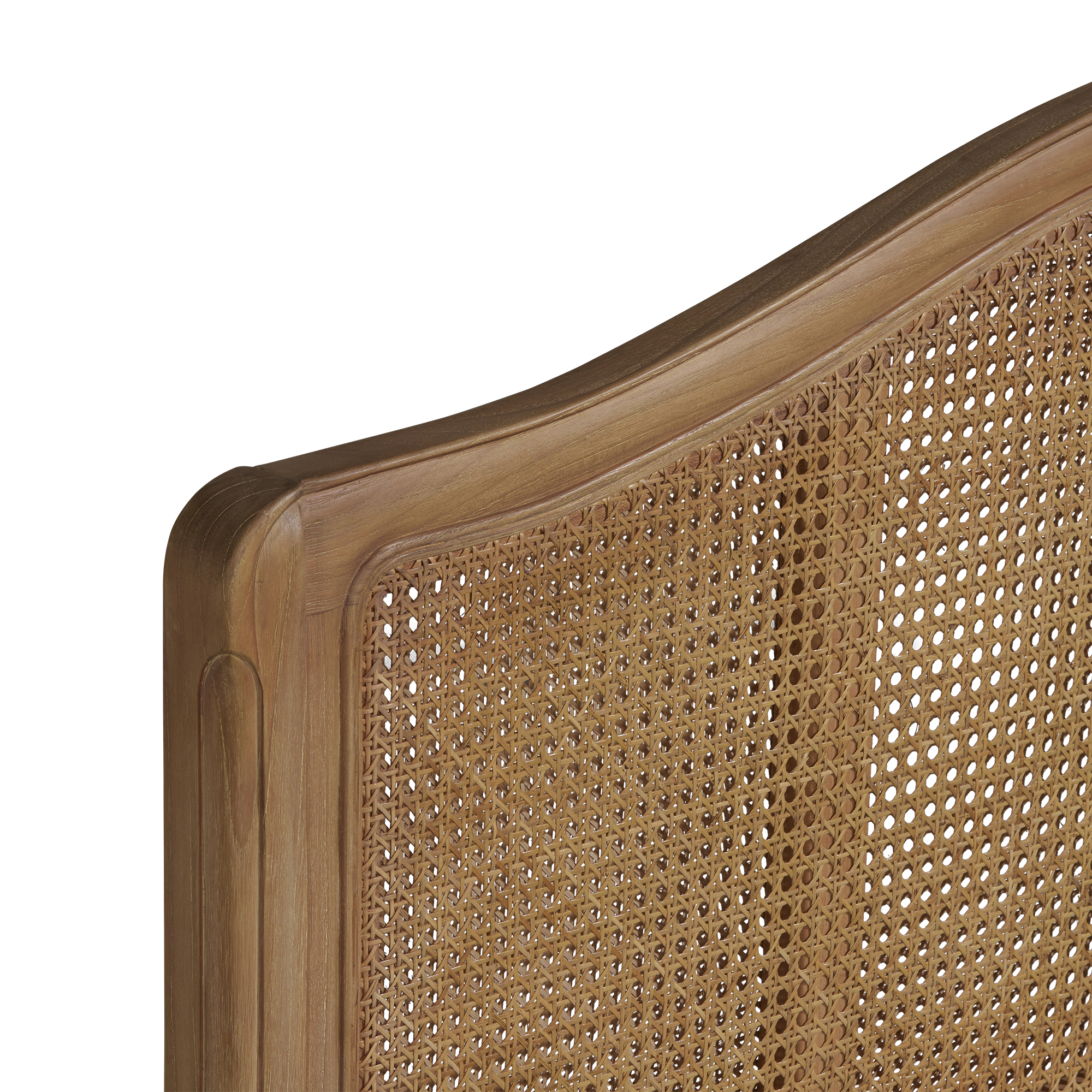 Cecile Brown Rattan and Wood French Style Super King Bed Frame, Mindi A - Light