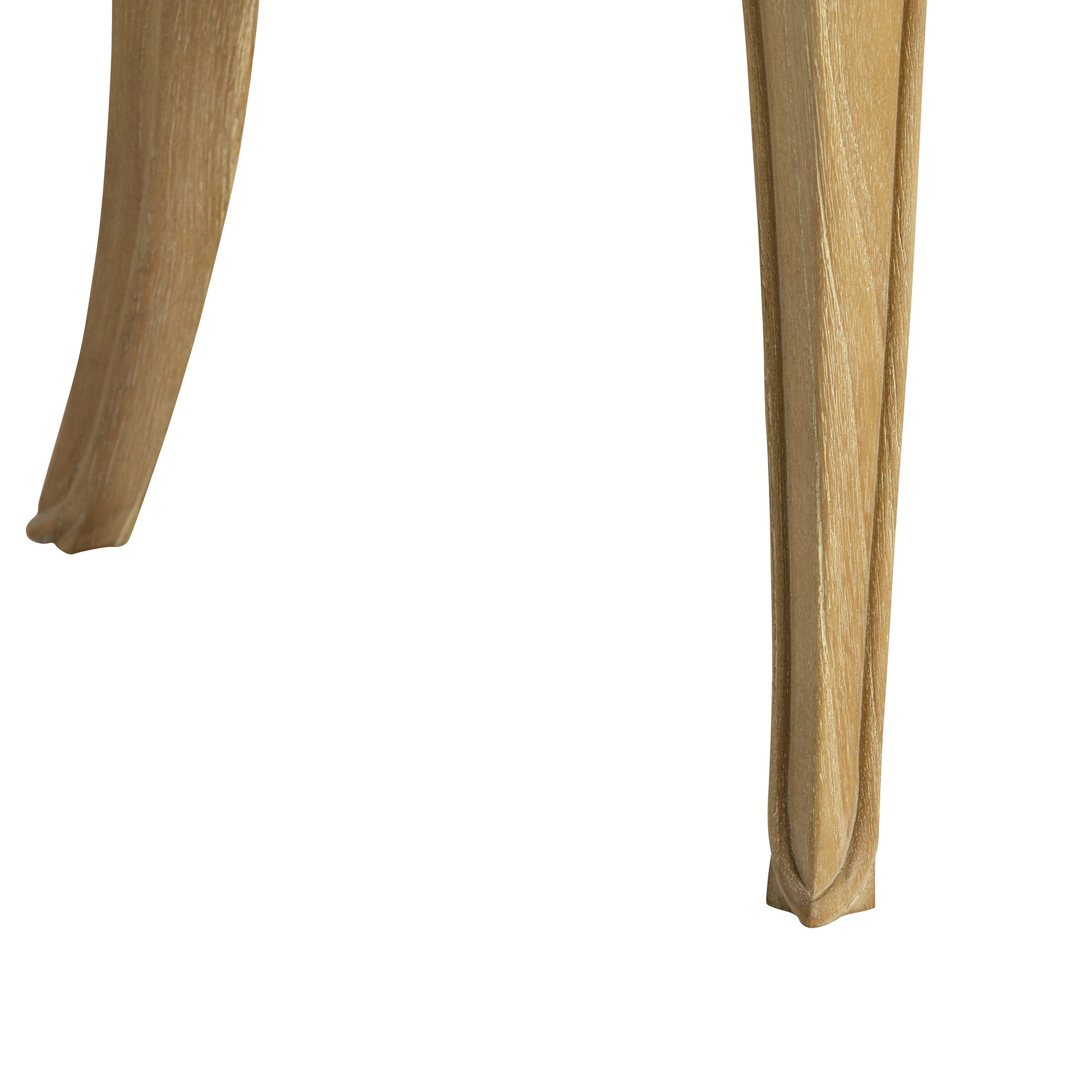 Cecile Light Wood French Style Upholstered Stool, Mindi Wood