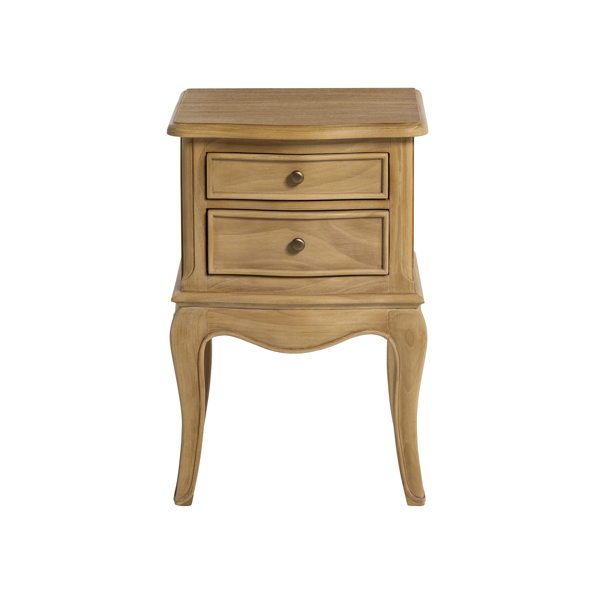 Cecile Light Wooden French Style 2 Drawer Bedside Table , Mindi Wood