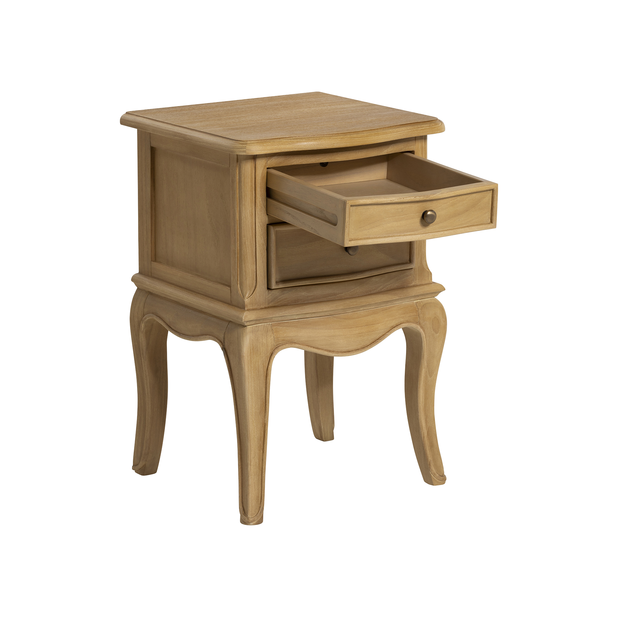 Cecile Light Wooden French Style 2 Drawer Bedside Table , Mindi Wood
