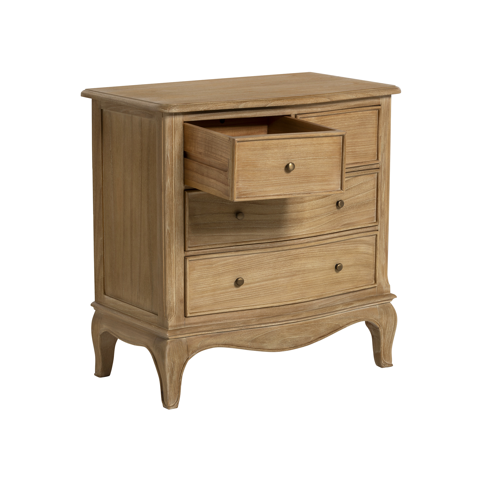 Cecile Light Wooden French Style 4 Drawer Chest, Mindi Wood