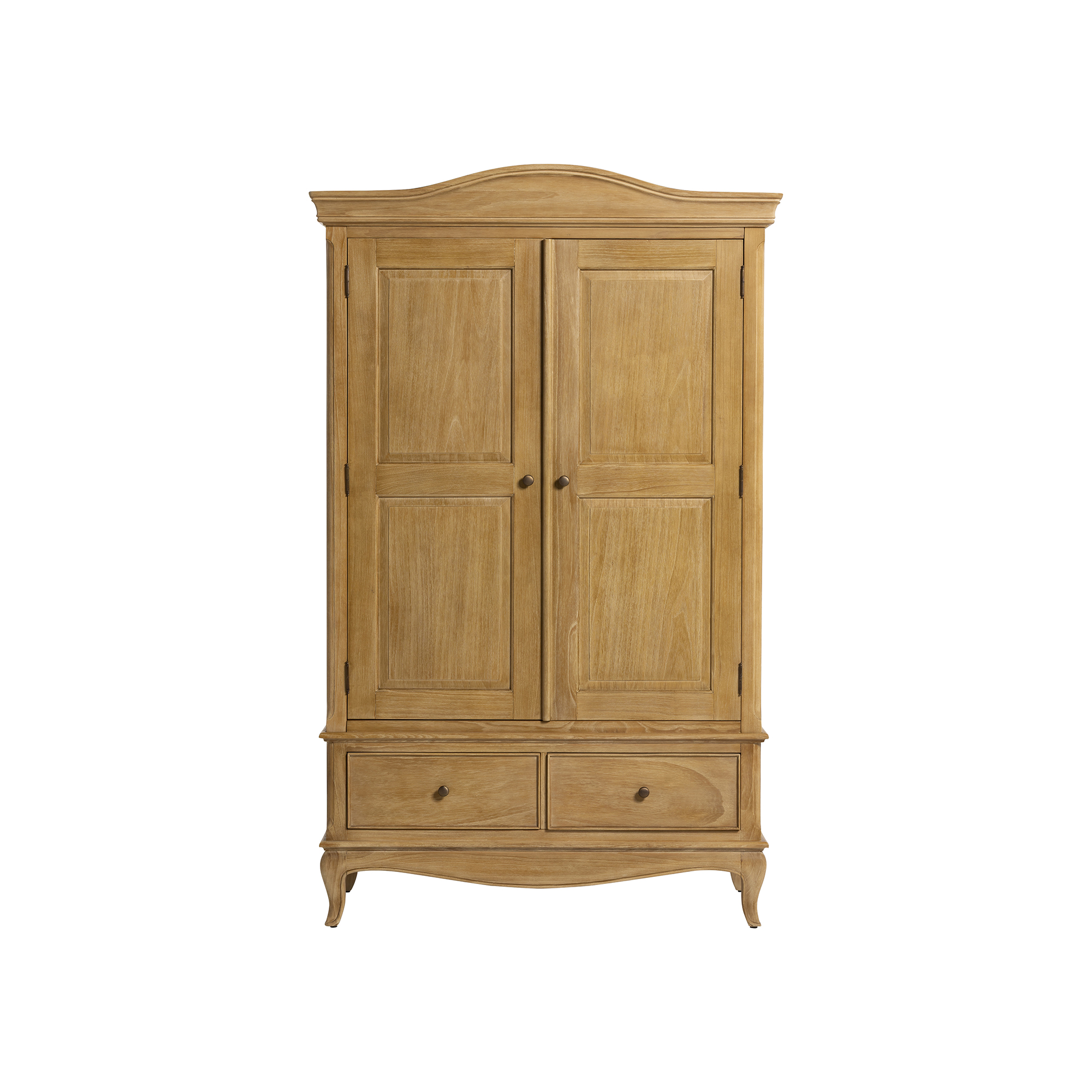 Cecile Light Wooden French Style Double Wardrobe with Drawers, Mindi Wood