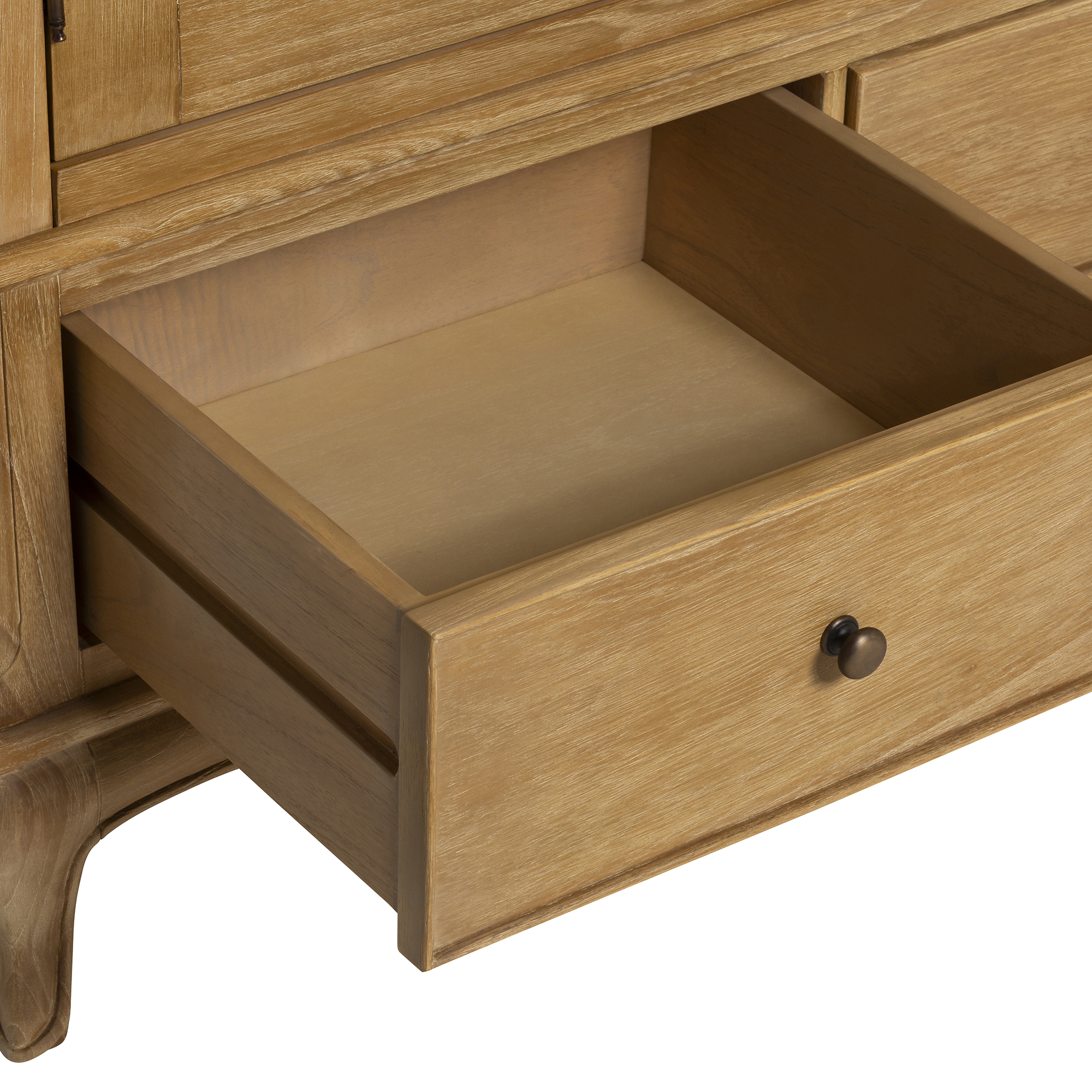 Cecile Light Wooden French Style Double Wardrobe with Drawers, Mindi Wood