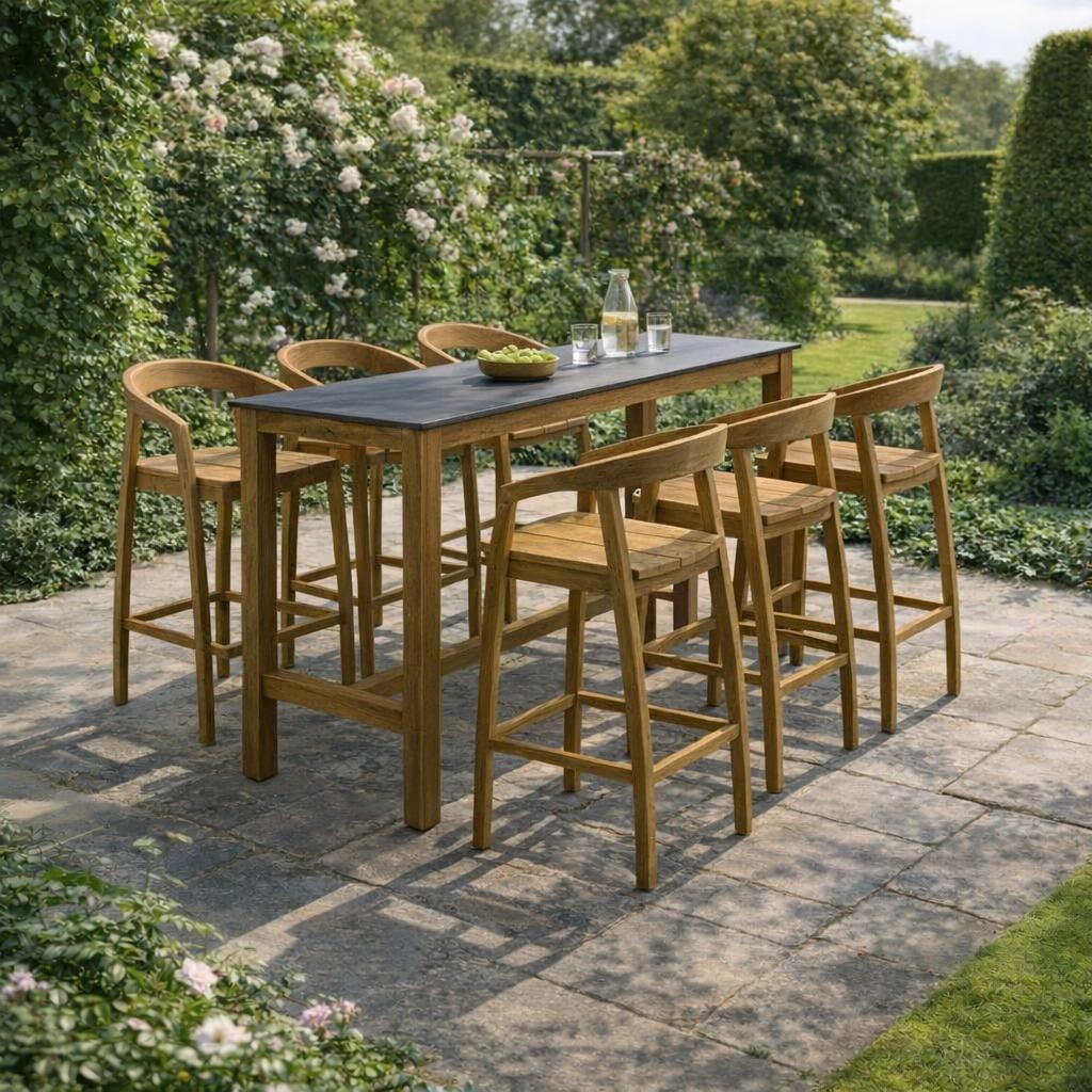 Grenada Brown Wood  Open Back Barstool With Arms