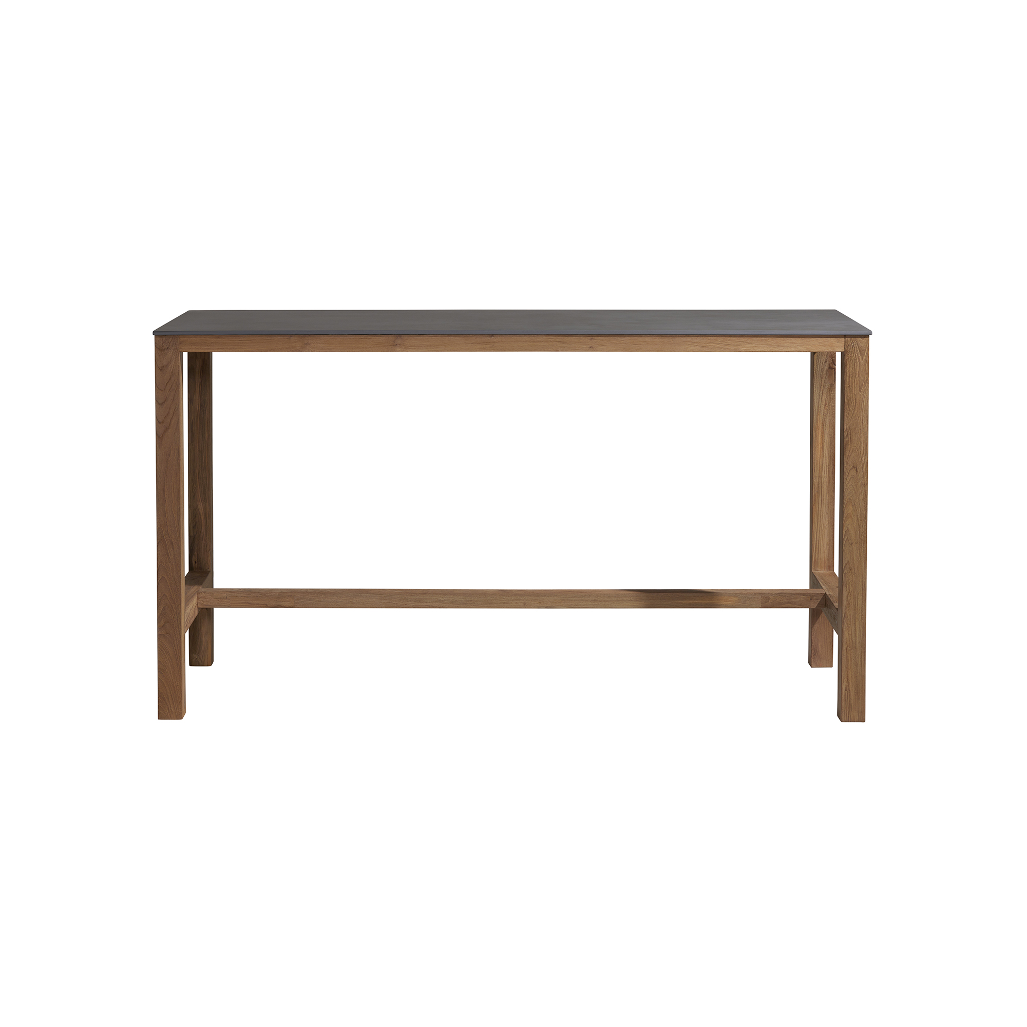 Grenada Reclaimed Teak Wood High Outdoor Bar Table, Natural Brushed