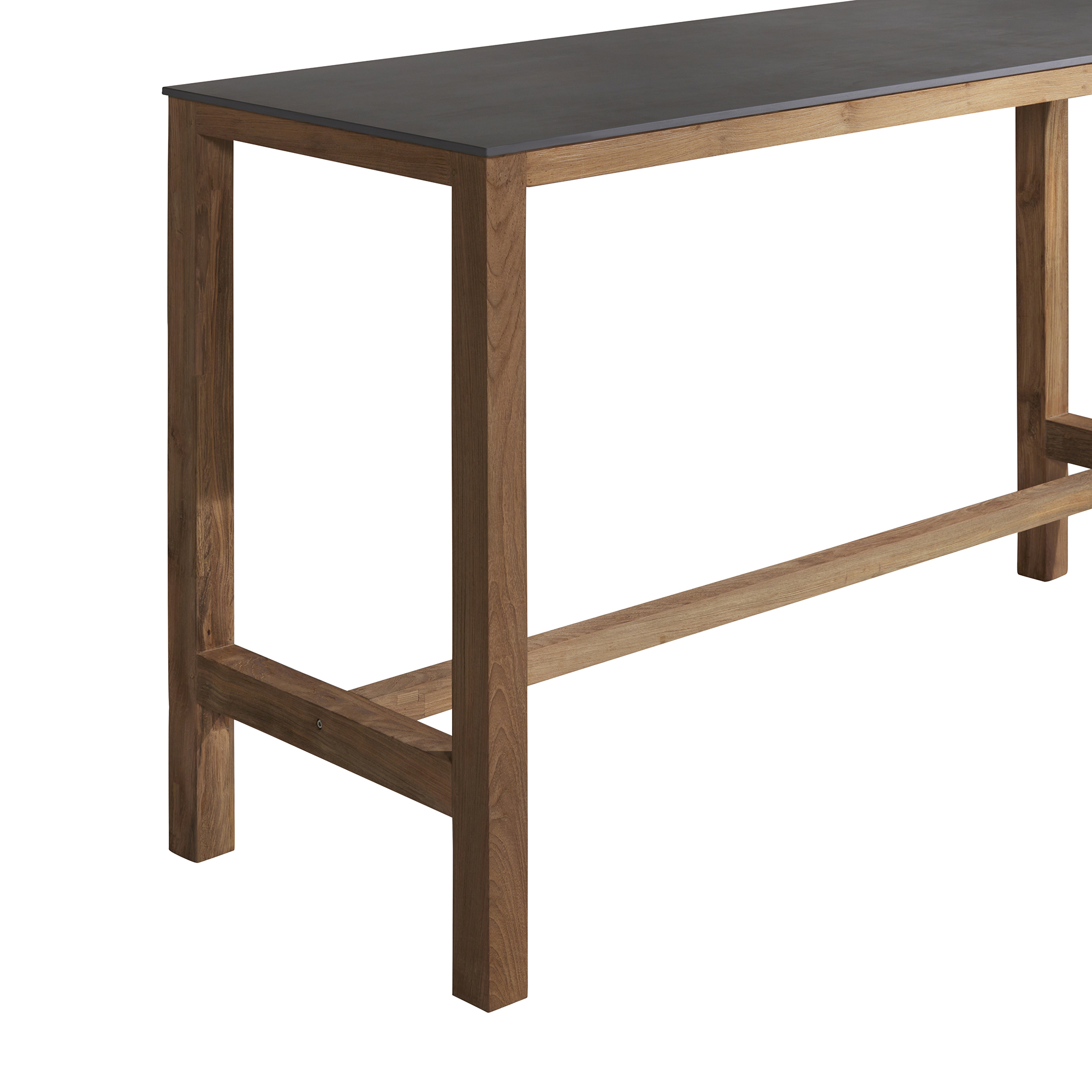 Grenada Reclaimed Teak Wood High Outdoor Bar Table, Natural Brushed