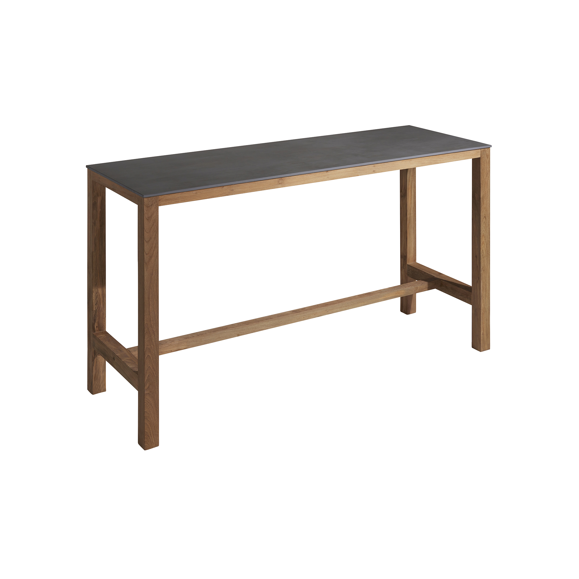 Grenada Reclaimed Teak Wood High Outdoor Bar Table, Natural Brushed