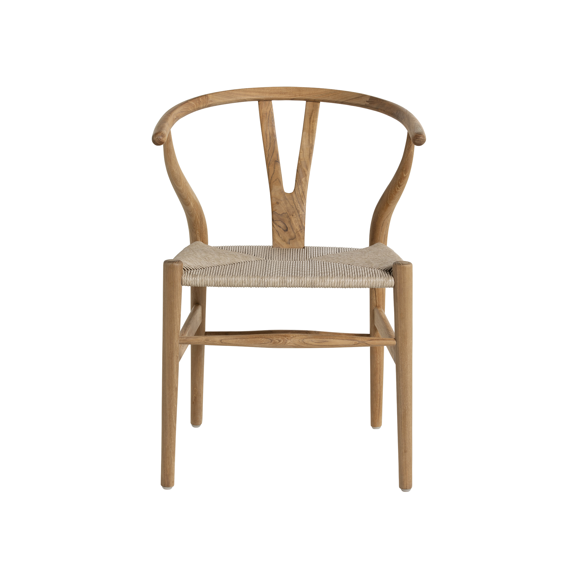Grenada Curved Reclaimed Teak Wood Open Back Dining Chair With Arms, Weave Seat, Natural Sanded
