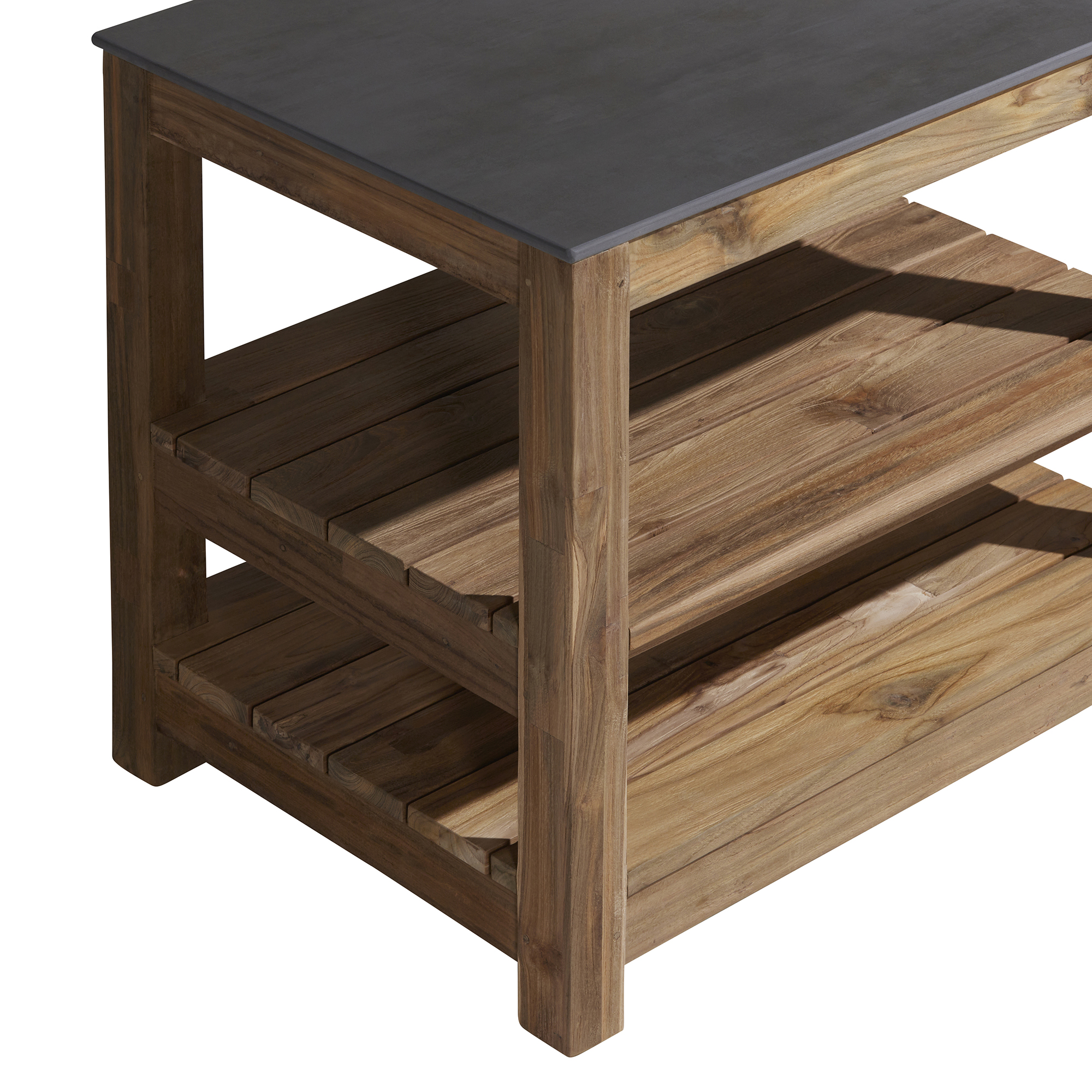 Grenada Teak Wood Bbq Garden Table, Natural Brushed