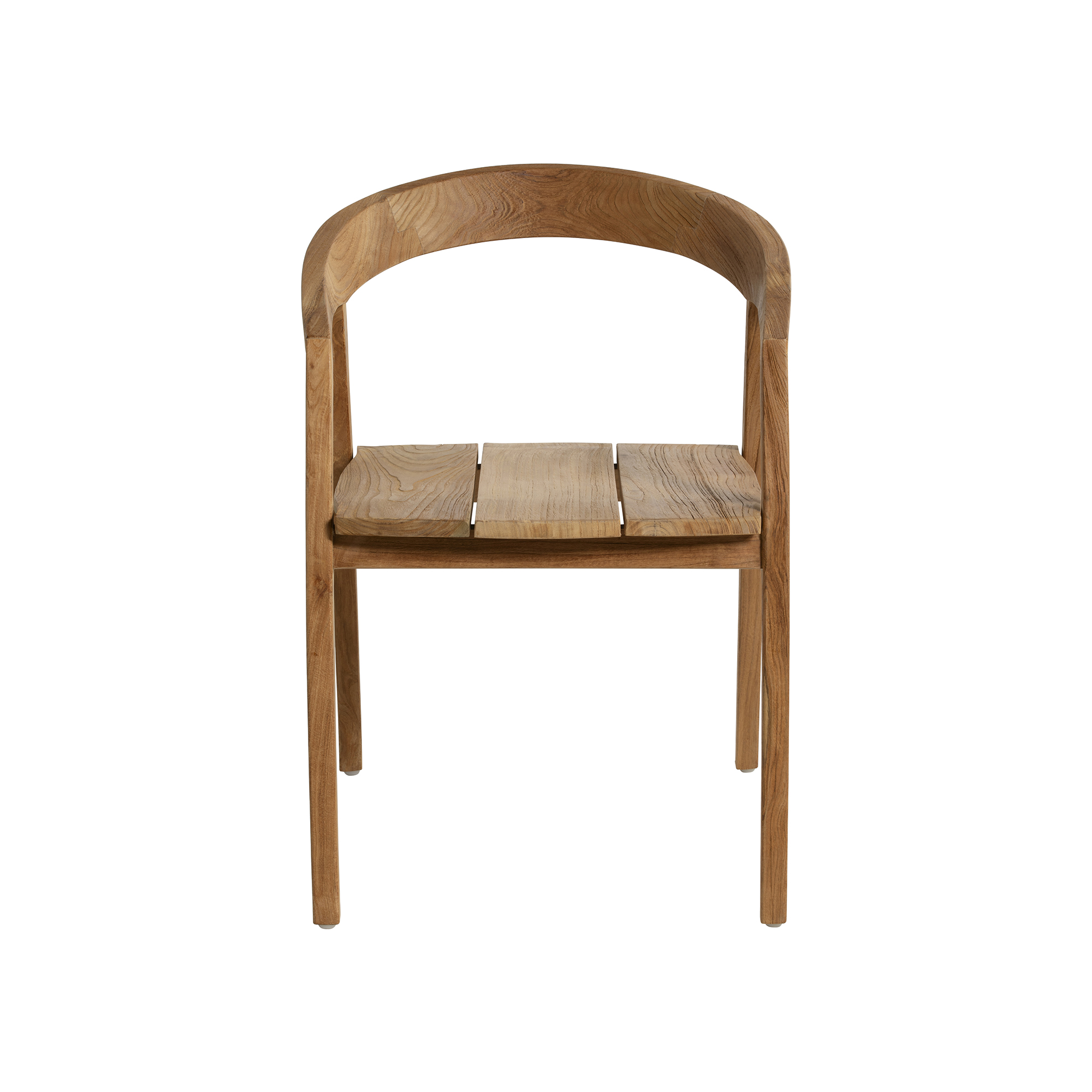 Grenada Natural Brown Teak Wood Open Back Dining Chair With Arms, Natural Brushed