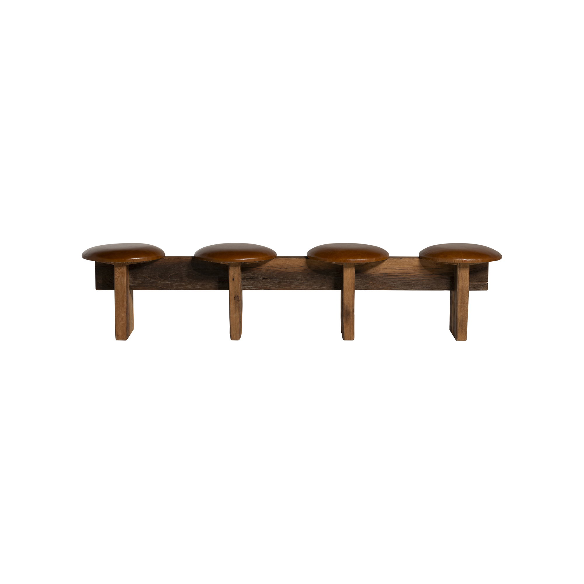 Wyre Long Bench - 100% Reclaimed Oak + Leather
