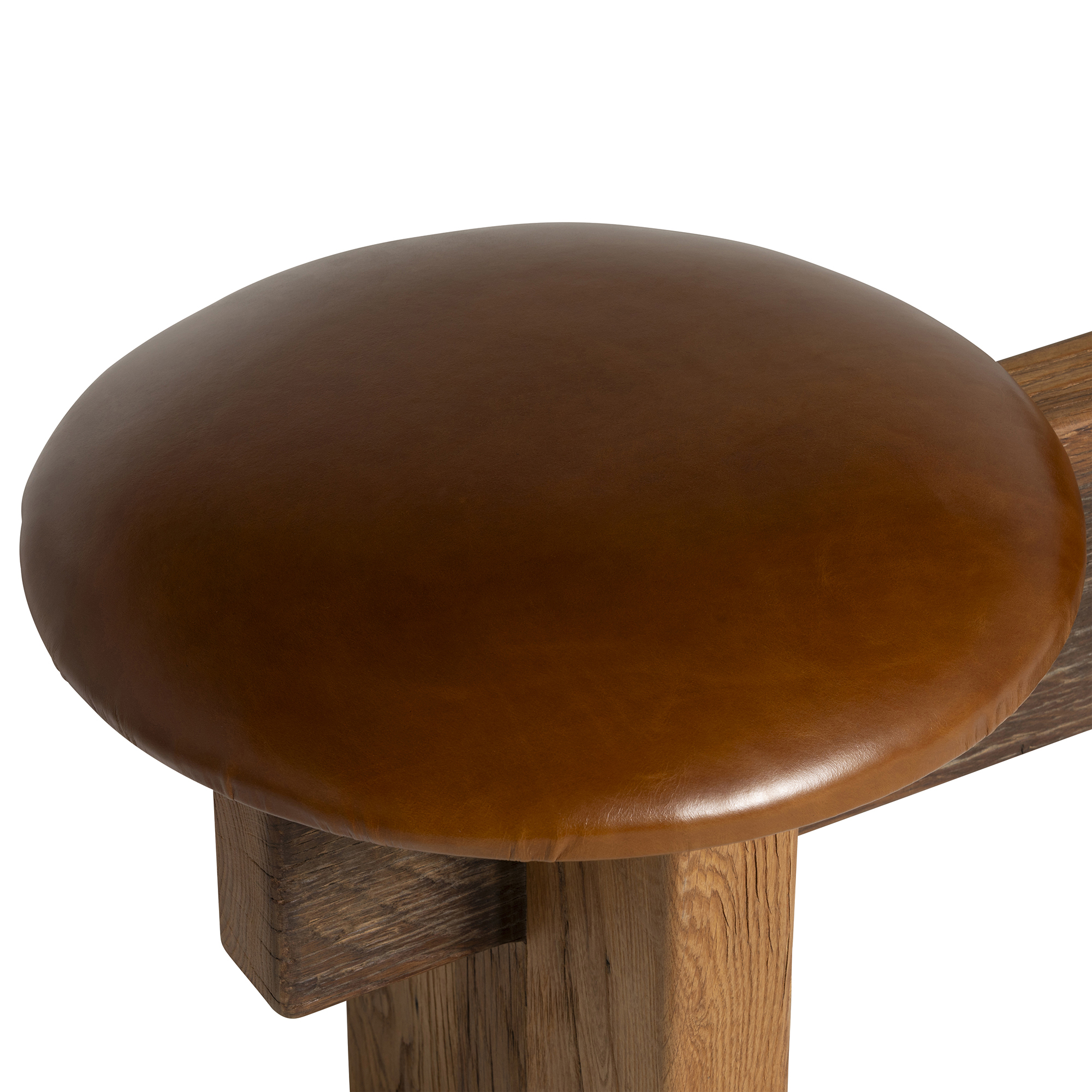 Wyre Long Bench - 100% Reclaimed Oak + Leather