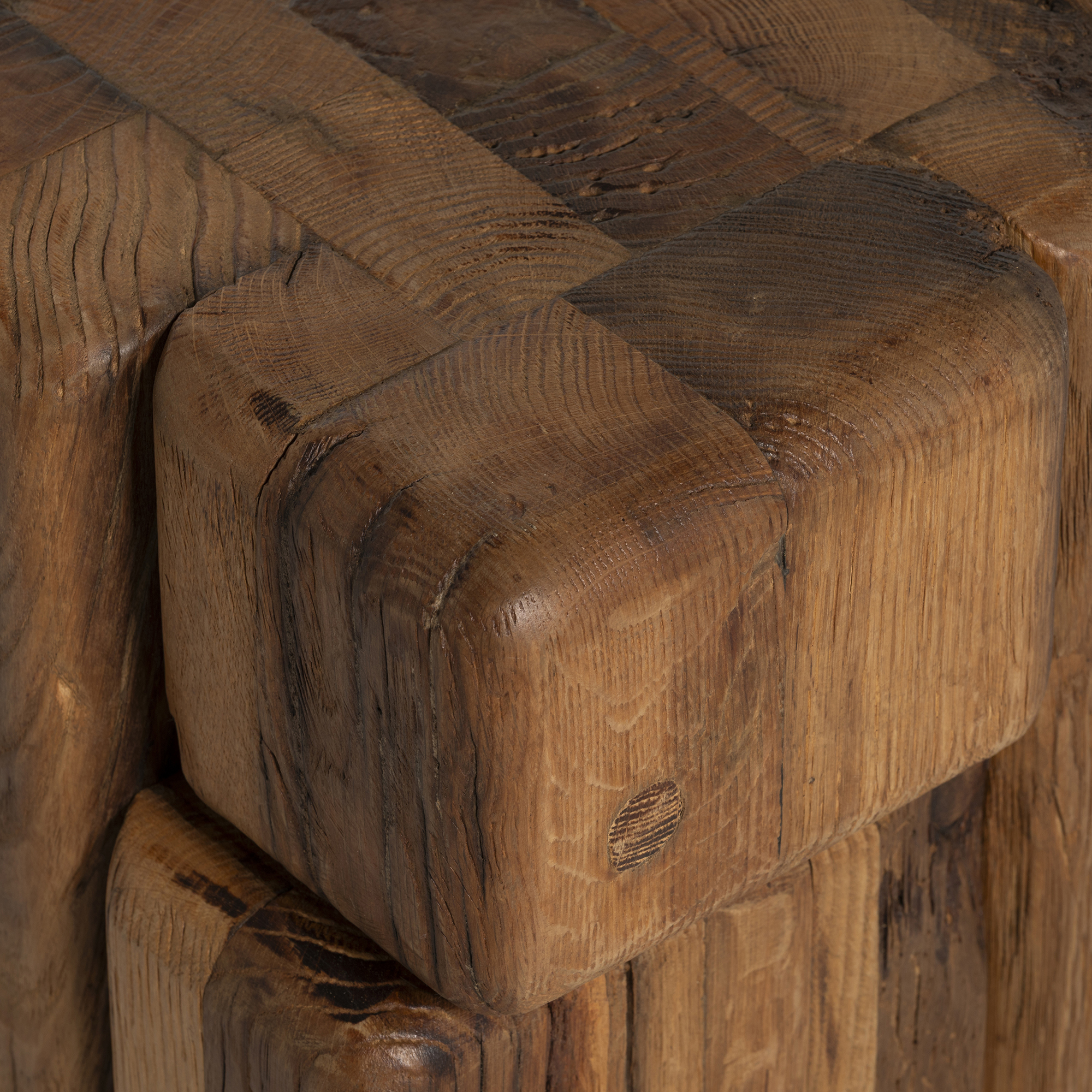 Brecon Square Stool - 100% Recycled Oak