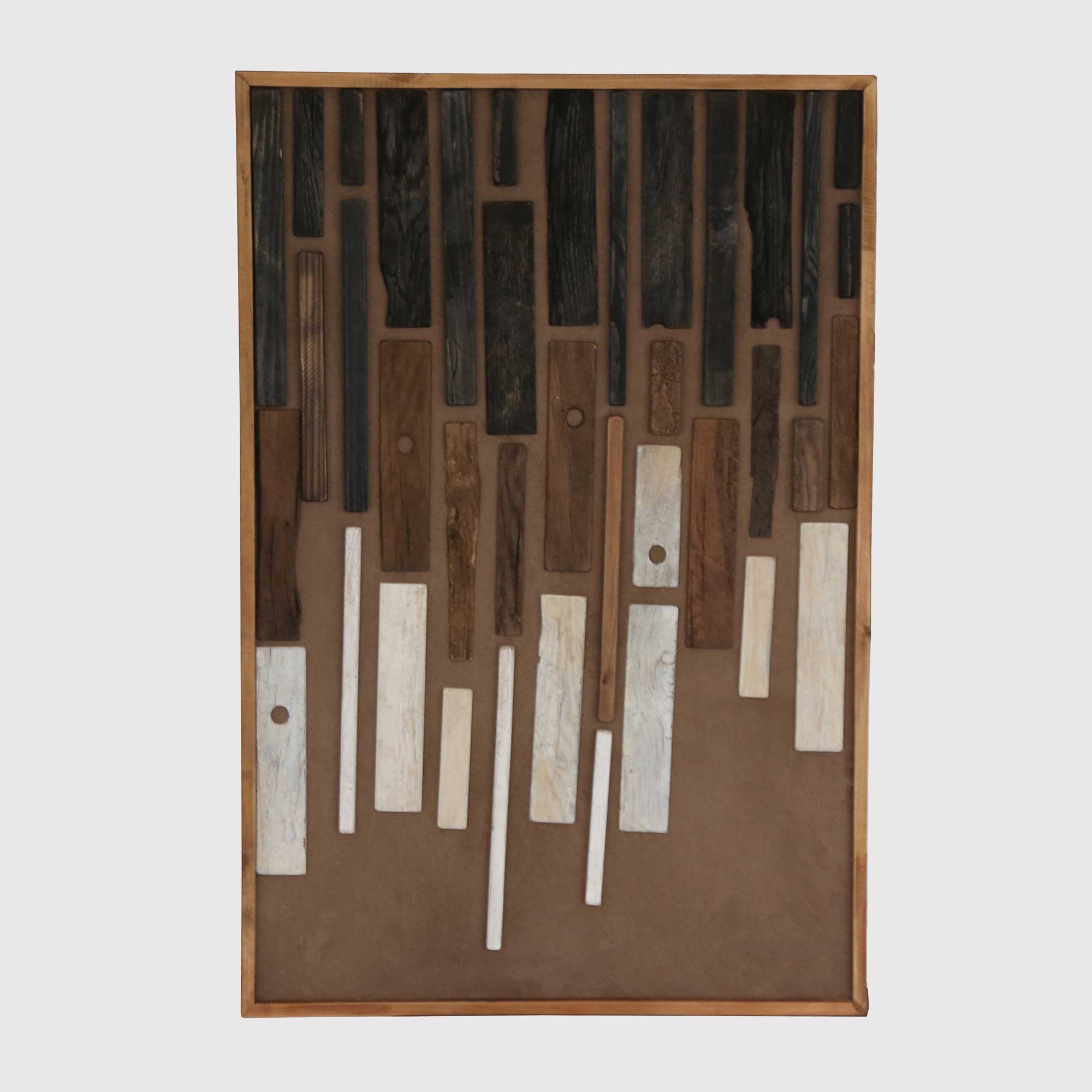 Mocha Abstract Wall Art (A) 82x4x122cm - Recycled Pine
