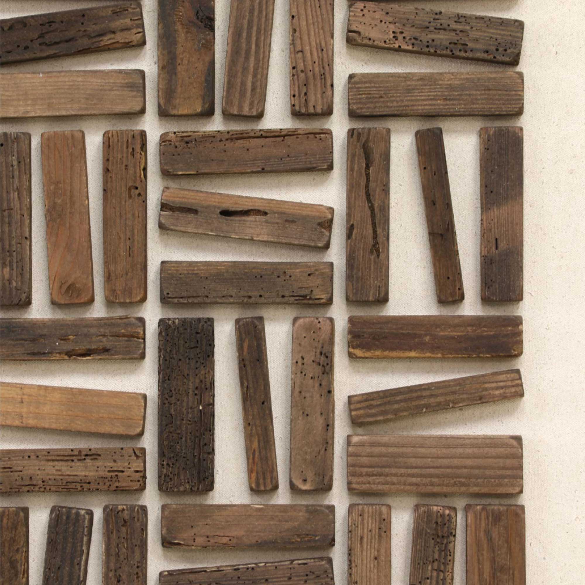 Brown Grid Wall Art (F) 62x4x82cm - Recycled Pine