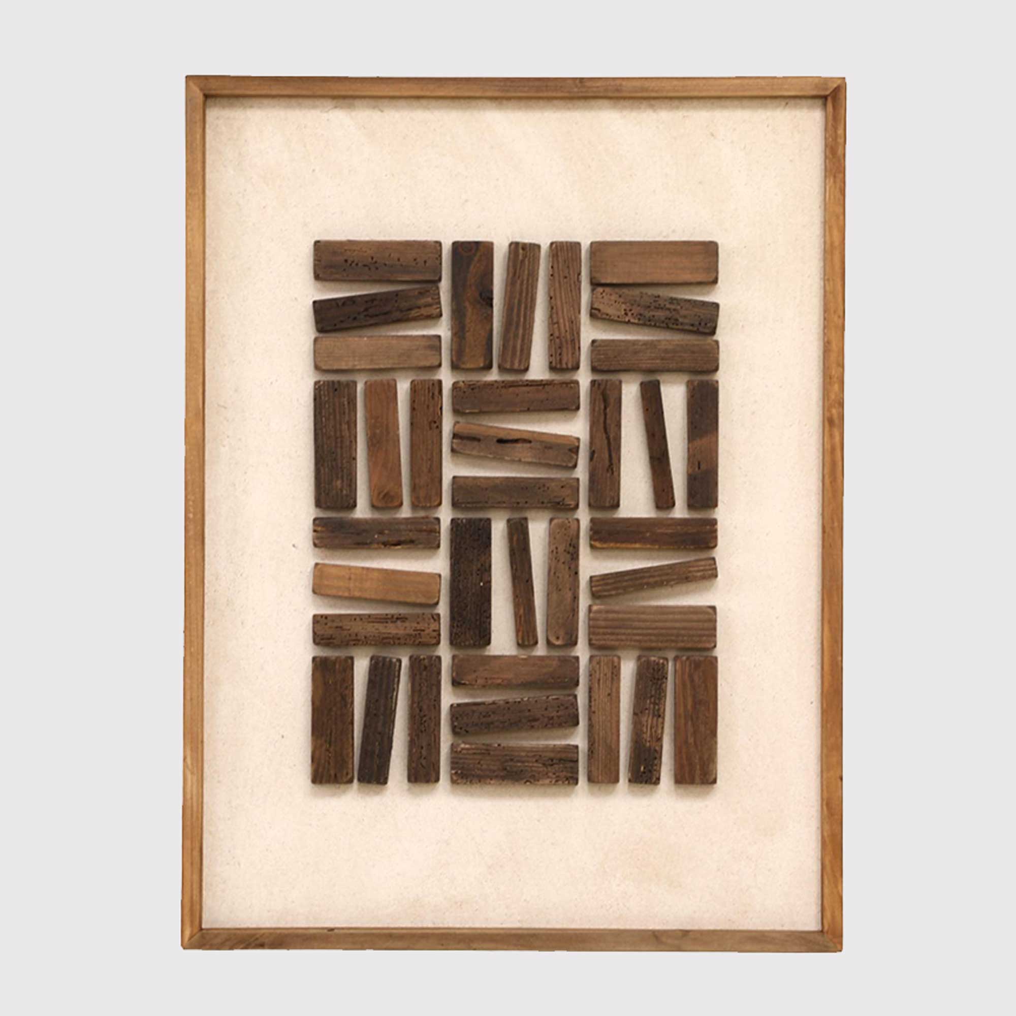 Brown Grid Wall Art (F) 62x4x82cm - Recycled Pine
