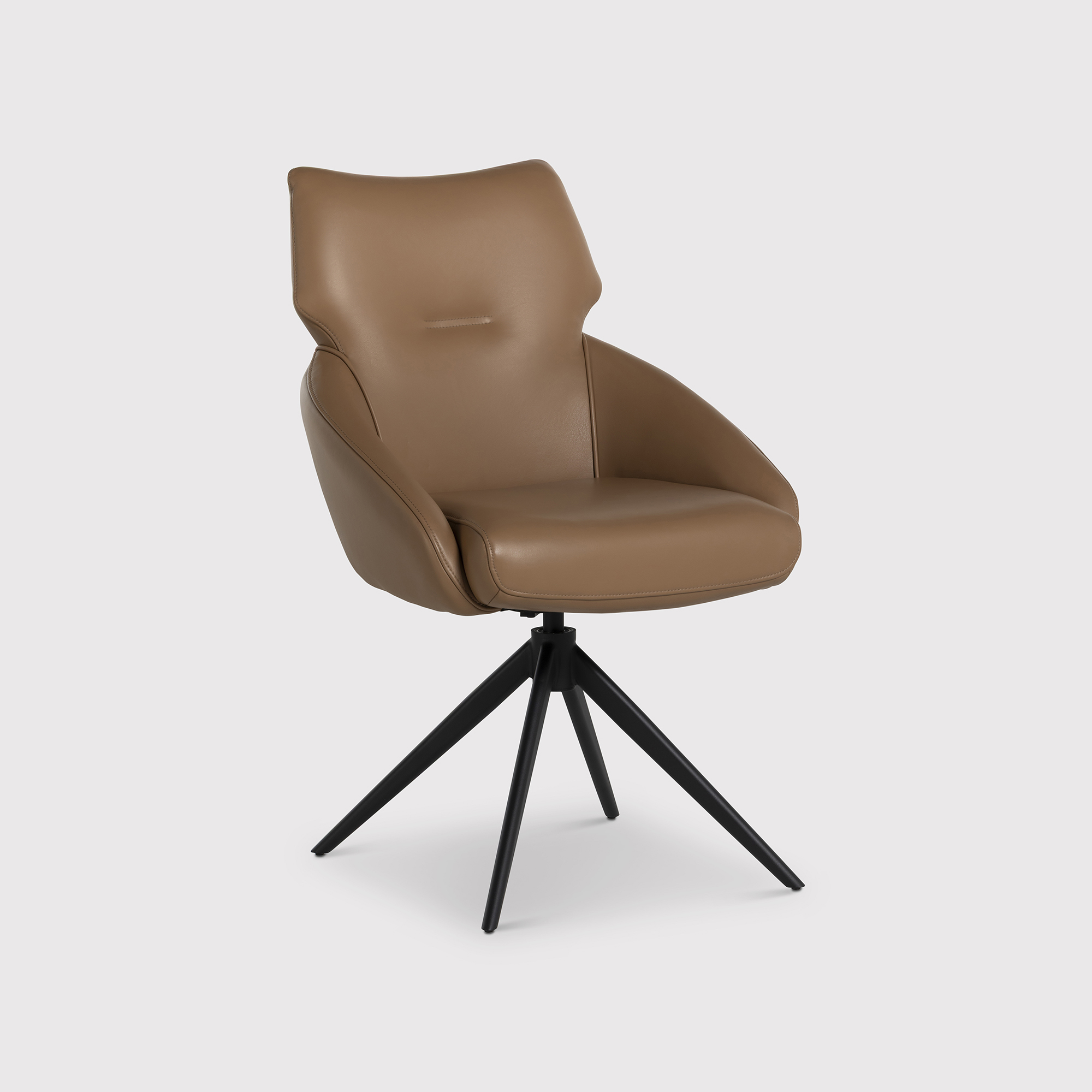 Allier Brown Leather Swivel Dining Chair