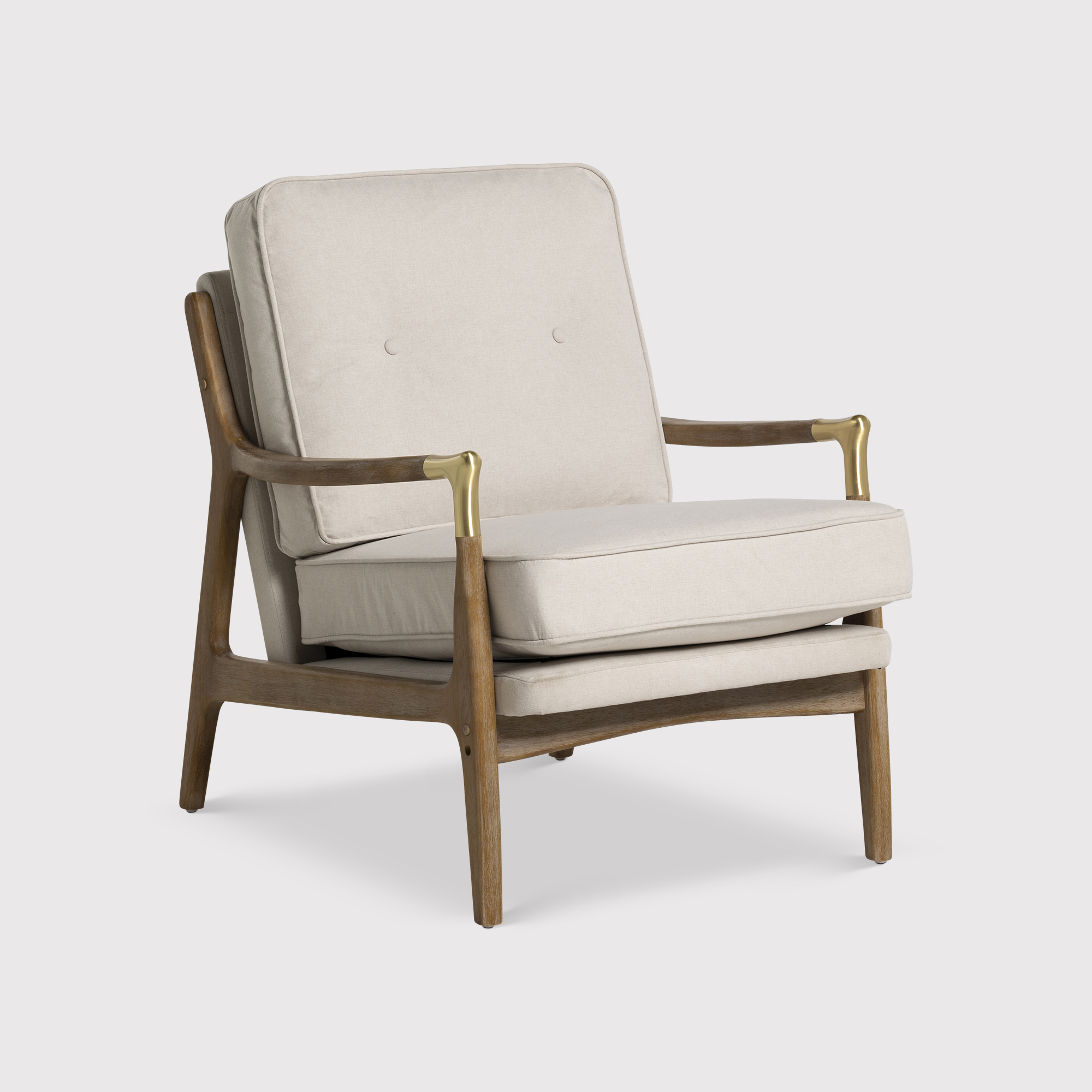 Merrin Cream Fabric Accent Chair with Wood Frame