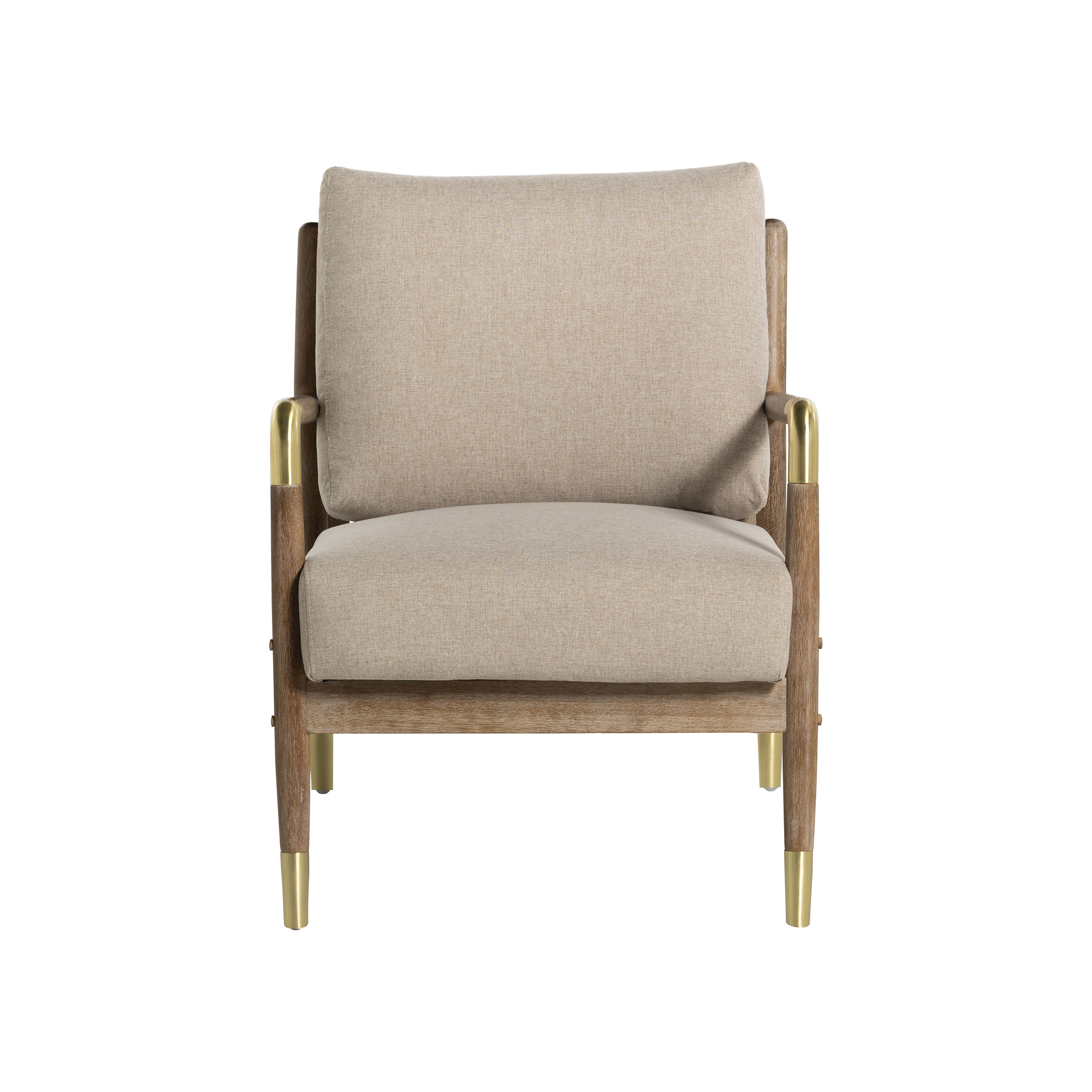 Tarron Chair - Cashmere 2 Beige and Brush 4 Wooden Legs