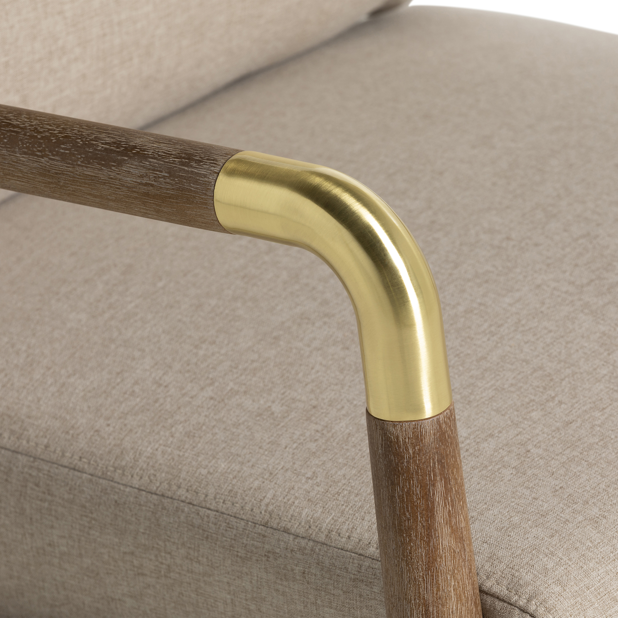 Tarron Chair - Cashmere 2 Beige and Brush 4 Wooden Legs