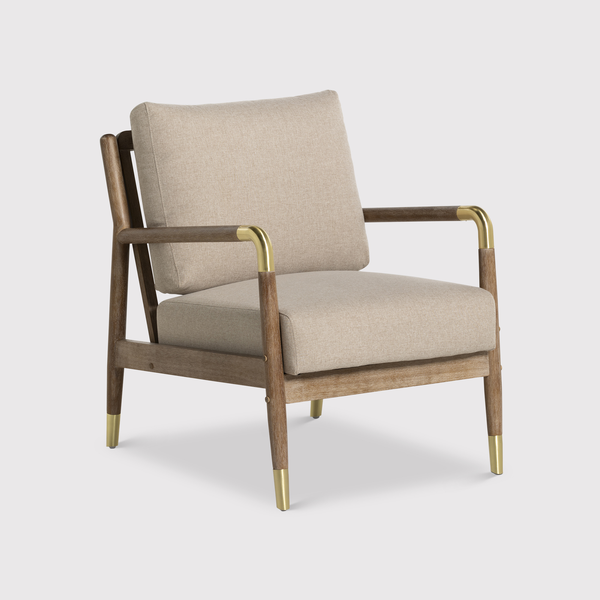 Tarron Chair - Cashmere 2 Beige and Brush 4 Wooden Legs