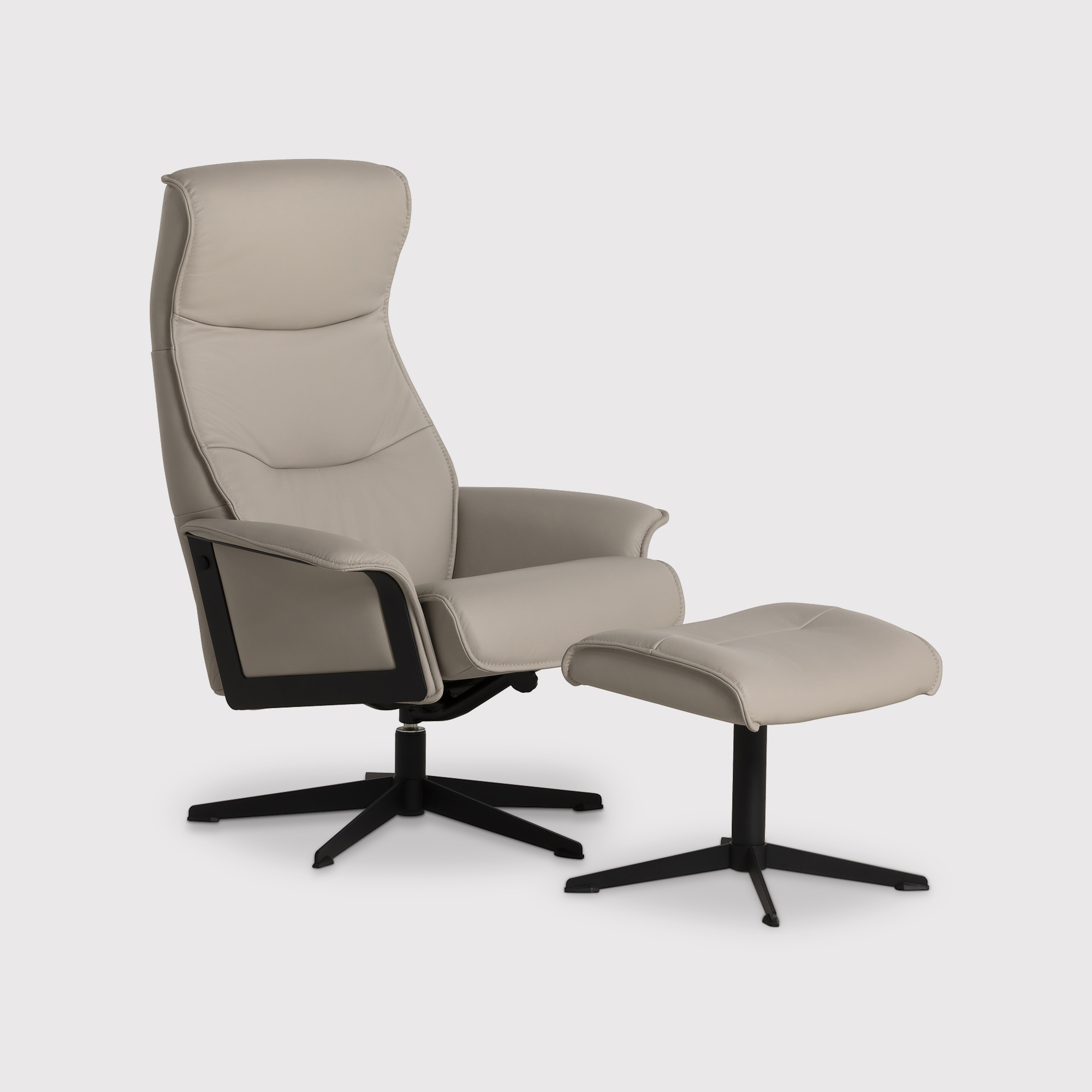 Scandi 1000 Leather Armchair and Footstool with Star Base