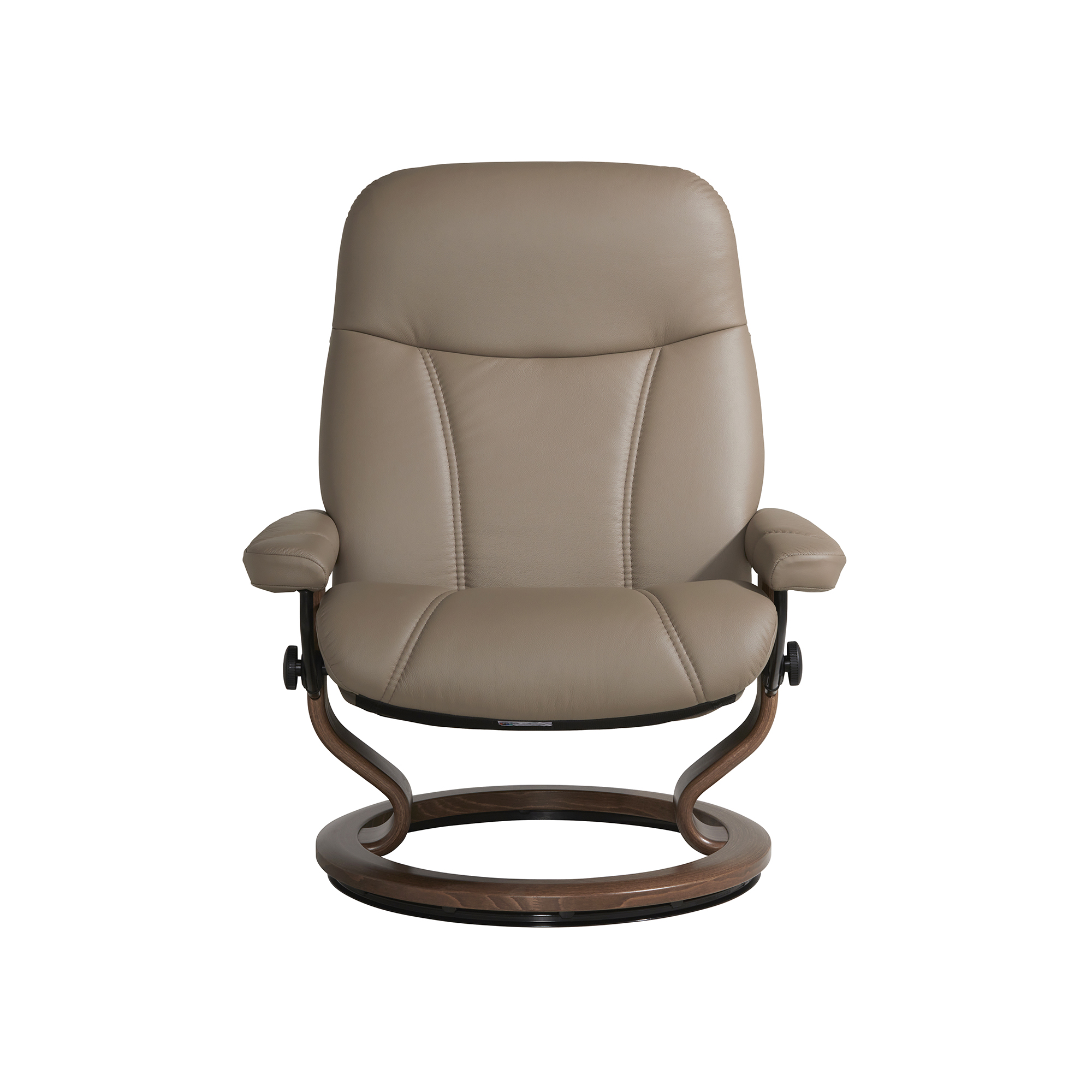 Consul Large Classic Brown Batick Leather Recliner Chair and Footstool, Batick Mole And Walnut Brown
