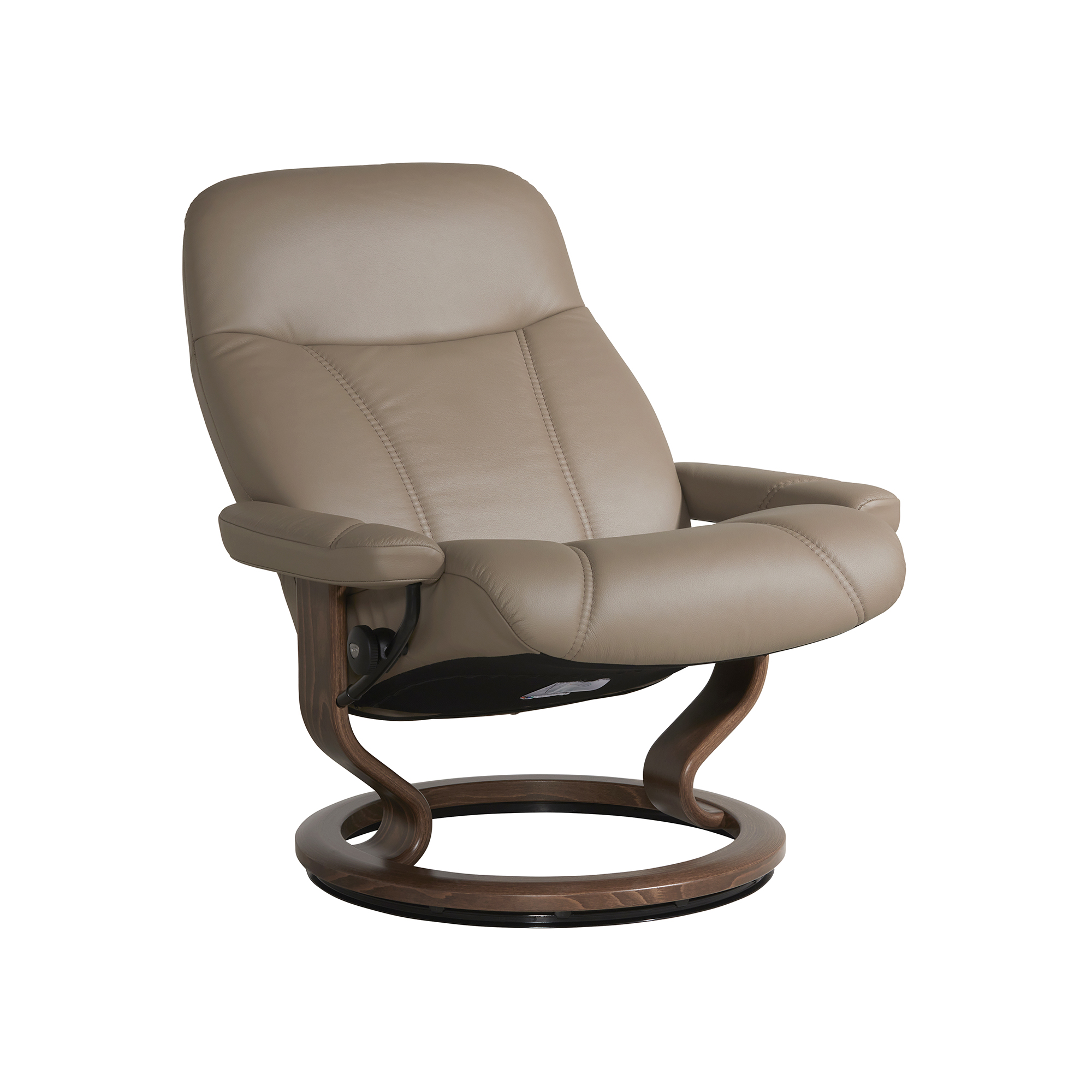 Consul Large Classic Brown Batick Leather Recliner Chair and Footstool, Batick Mole And Walnut Brown
