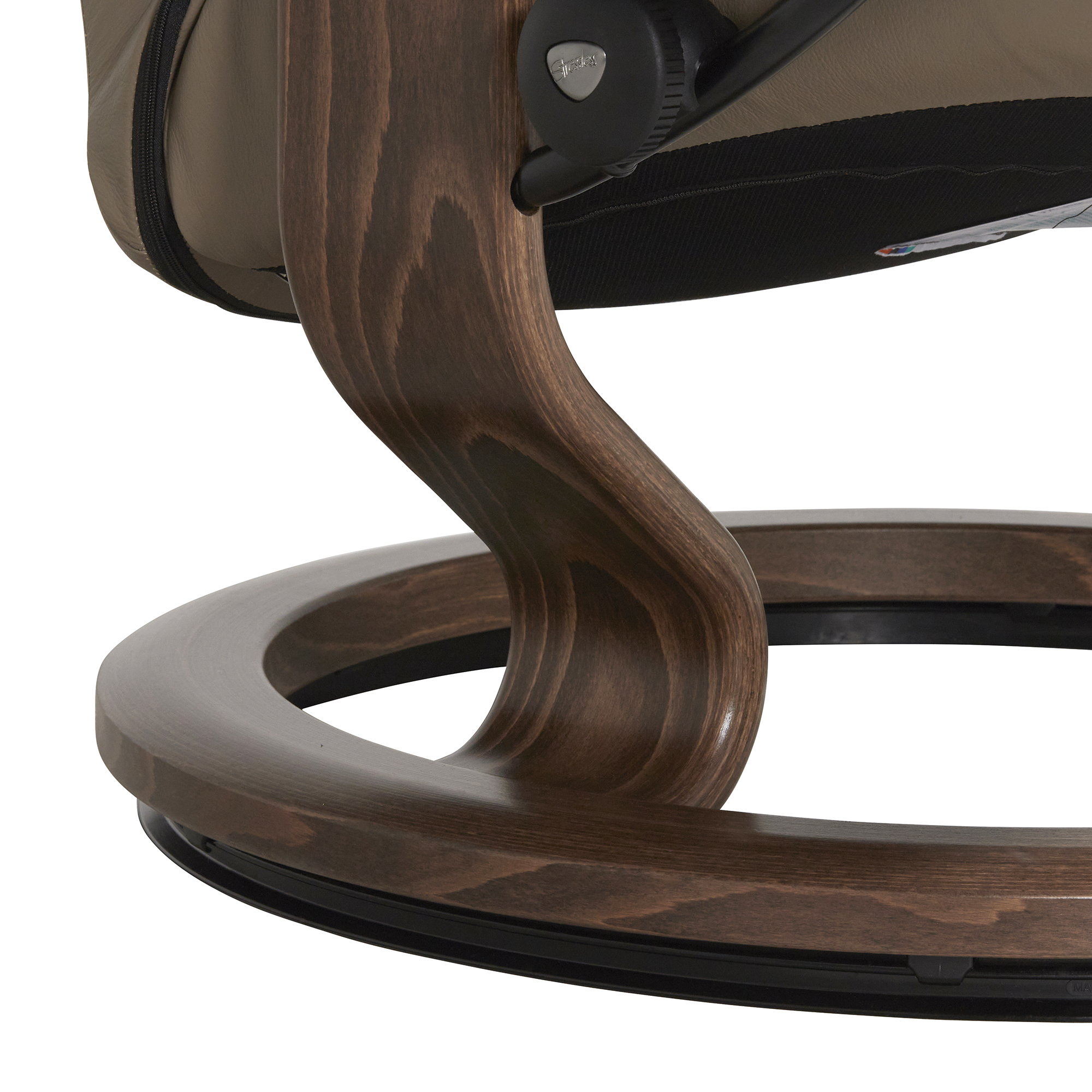 Consul Large Classic Brown Batick Leather Recliner Chair and Footstool, Batick Mole And Walnut Brown