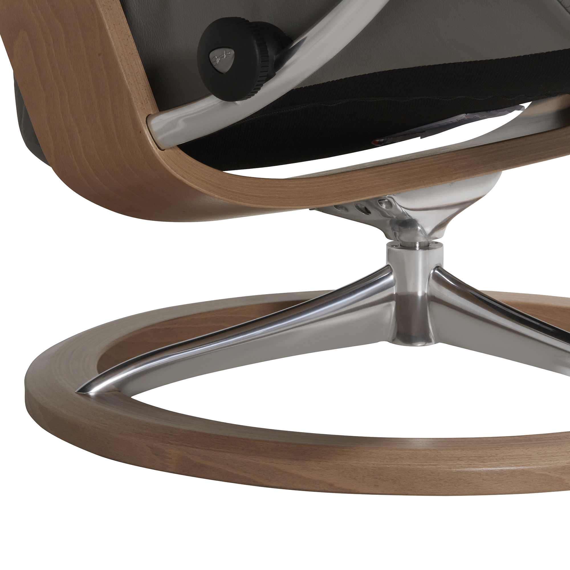 Consul Large Signature Grey Batick Leather Recliner Chair and Footstool, Batick Wild Dove And Oak