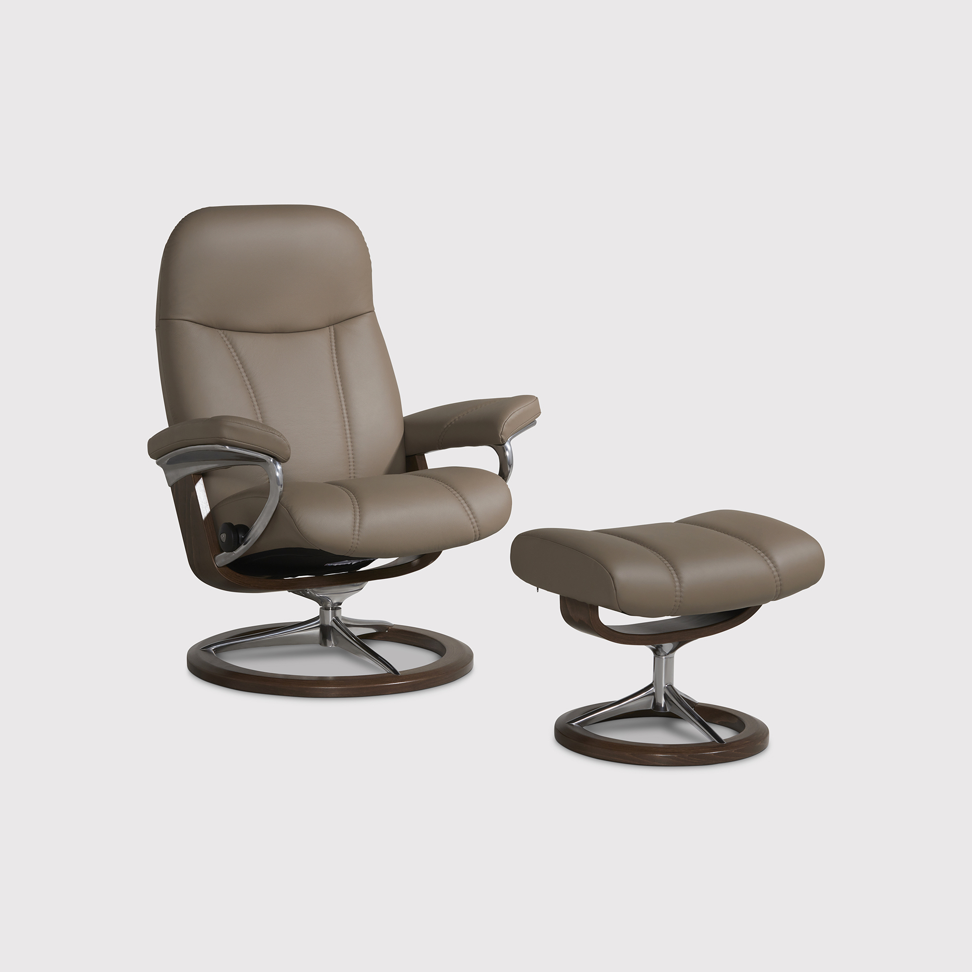 Consul Medium Chair and Stool - Signature Base Batick Mole and Walnut