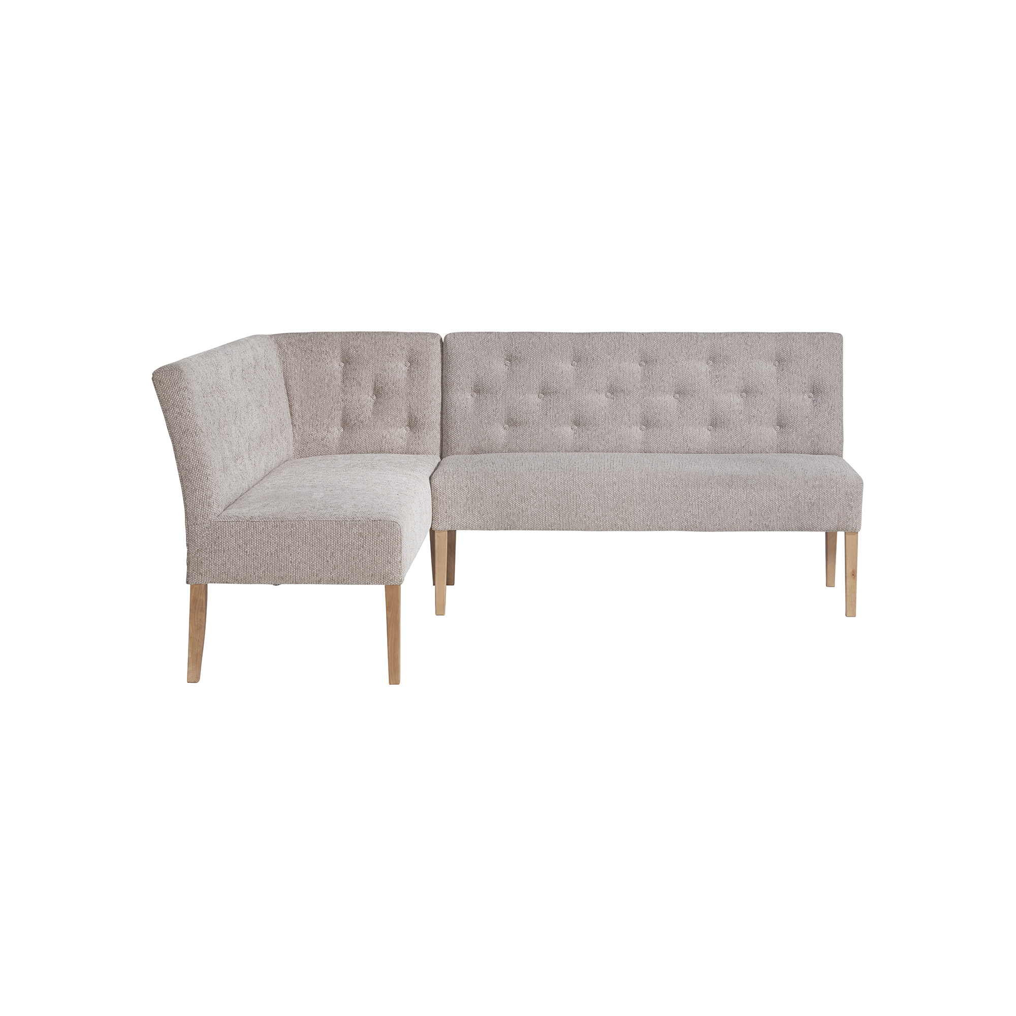 Medina Left Corner Bench - Elgin Whisper And Grey Waxed Legs