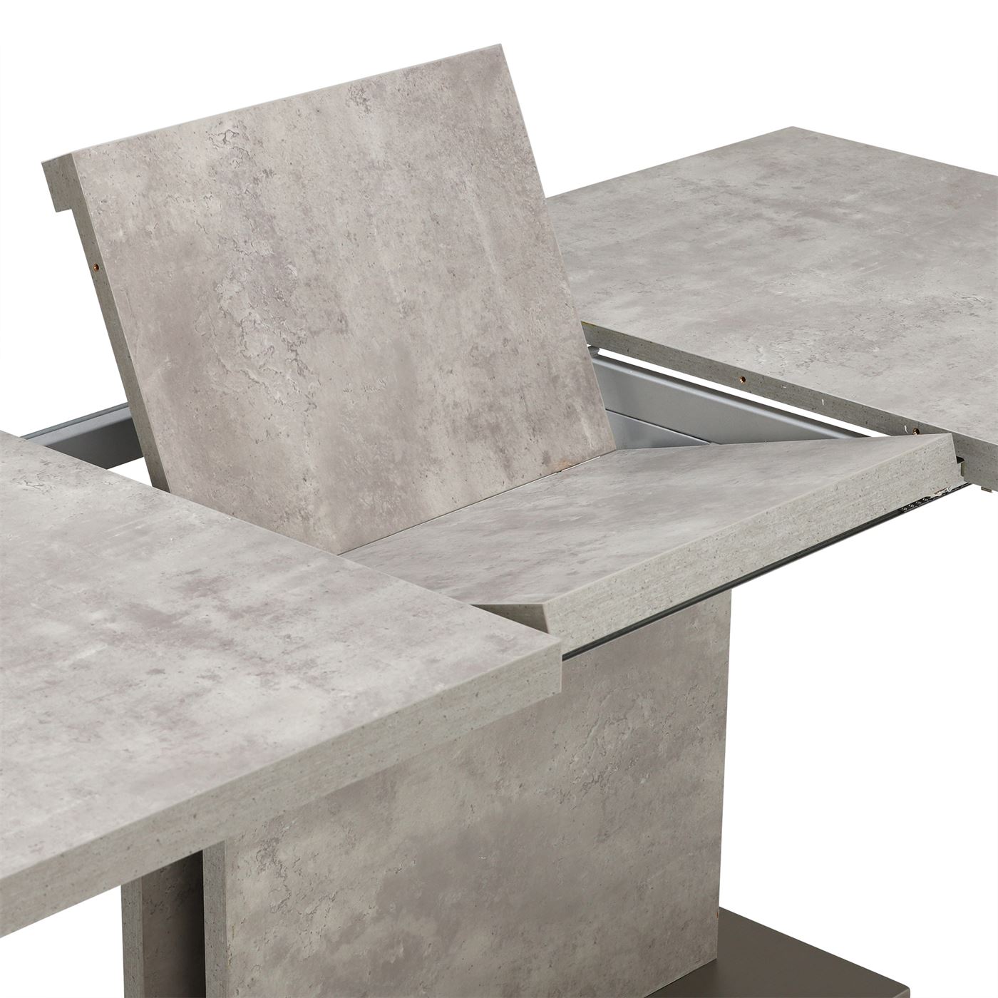 Halmstad Concrete Effect Extending 160-220cm Dining Table, Seats 6-8 , Concrete Look Finish and Stainless Steel Legs