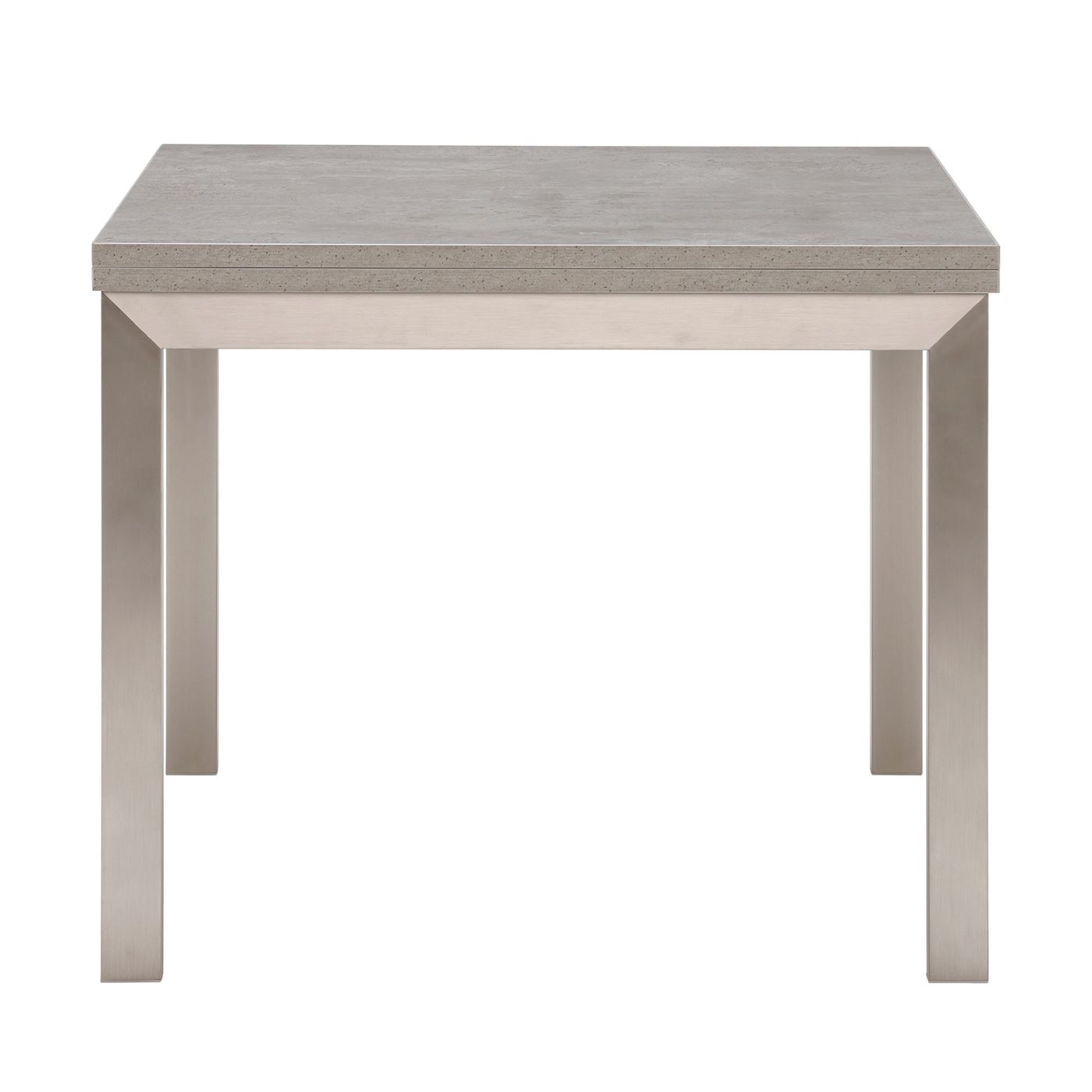 Halmstad Concrete Effect 90-180cm Flip Top Extending Dining Table, Concrete Look Finish and Stainless Steel Legs