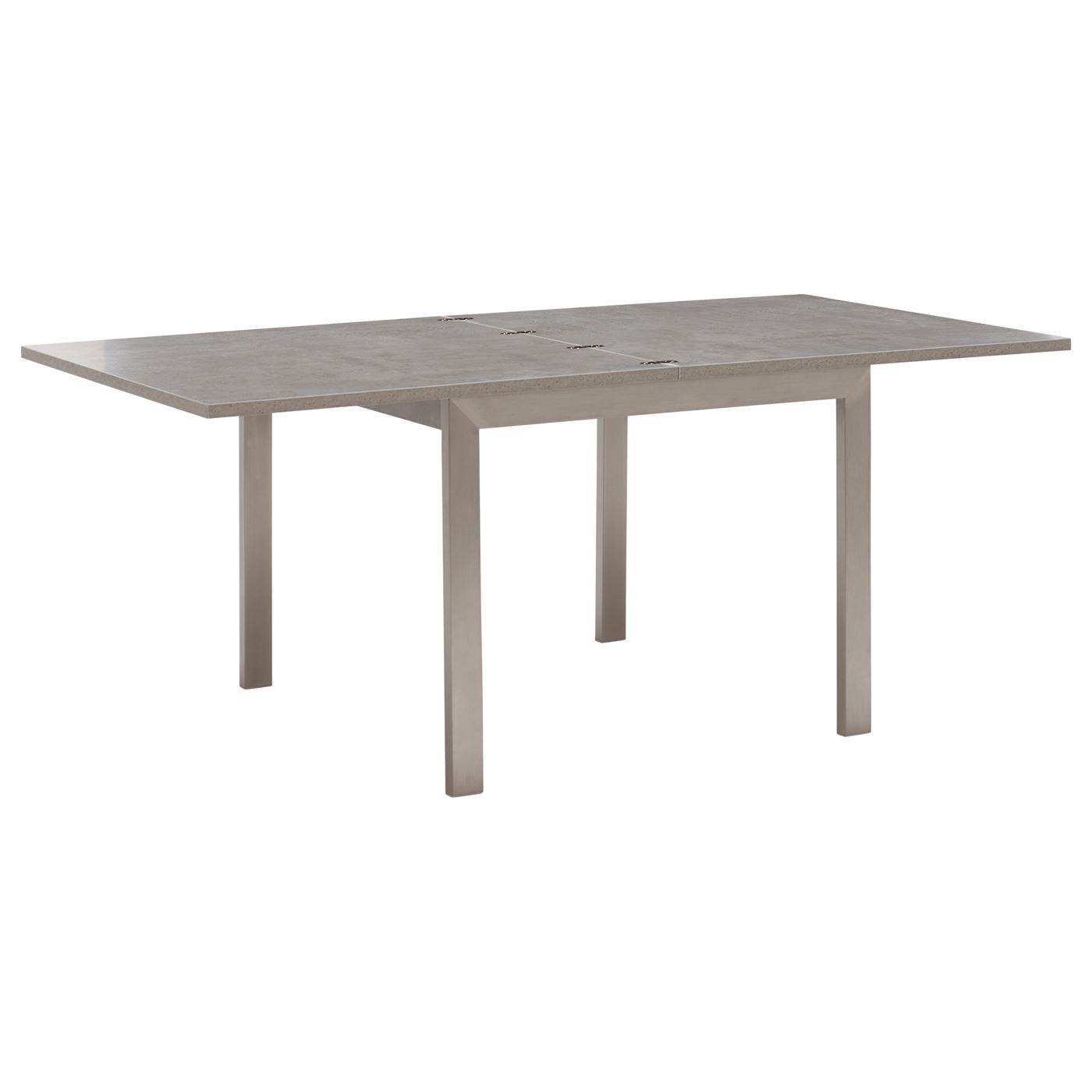 Halmstad Concrete Effect 90-180cm Flip Top Extending Dining Table, Concrete Look Finish and Stainless Steel Legs