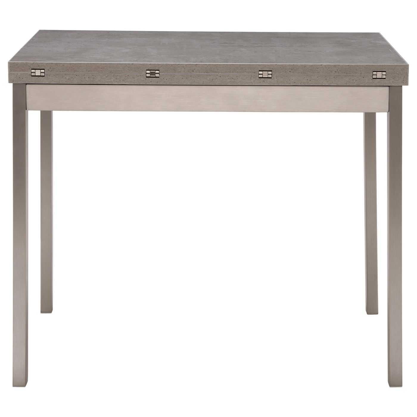 Halmstad Concrete Effect 90-180cm Flip Top Extending Dining Table, Concrete Look Finish and Stainless Steel Legs