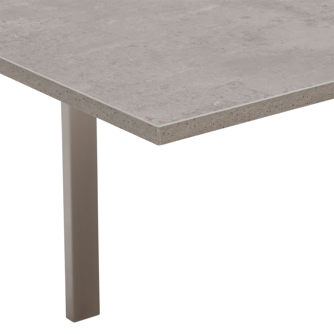 Halmstad Concrete Effect 90-180cm Flip Top Extending Dining Table, Concrete Look Finish and Stainless Steel Legs