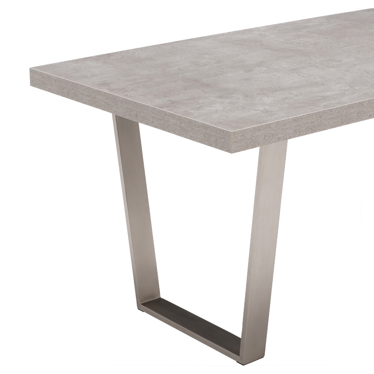 Halmstad Concrete Effect 200cm Dining Table, Seats 4-6, Concrete Look Finish and Stainless Steel Legs