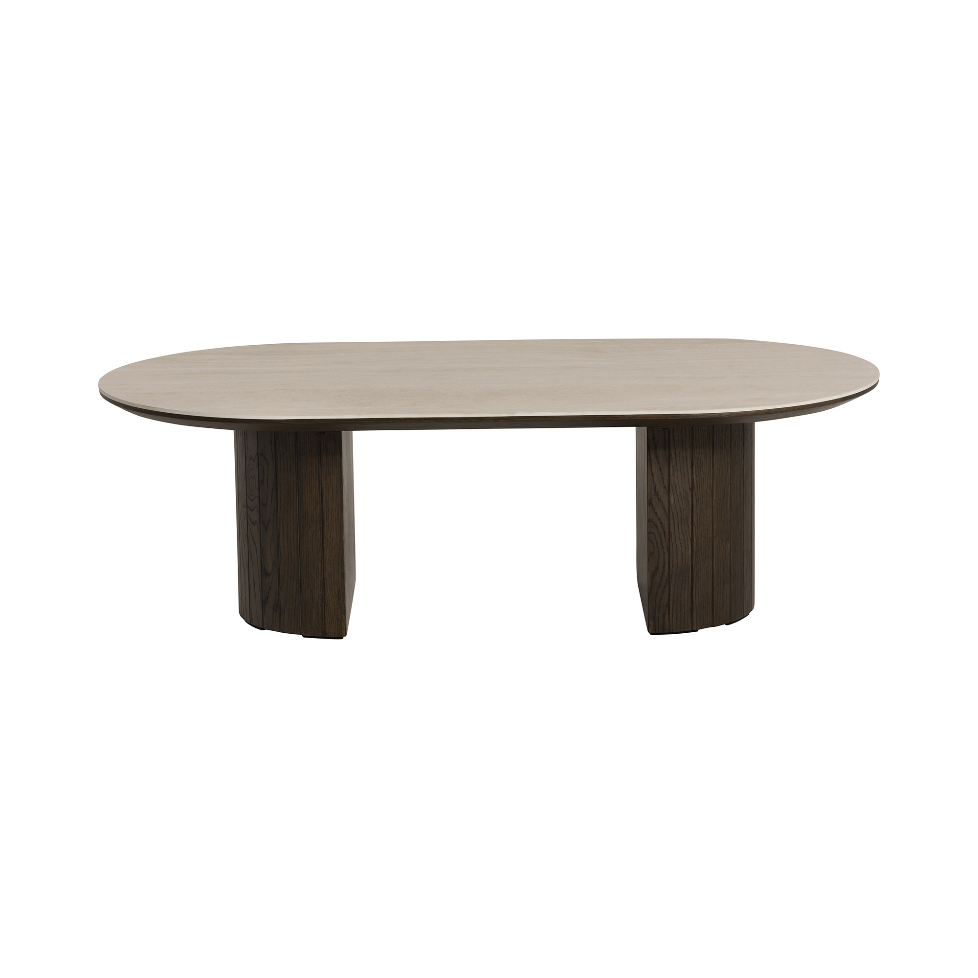 Kita Dark Brown Wood Coffee Table with Ceramic Top
