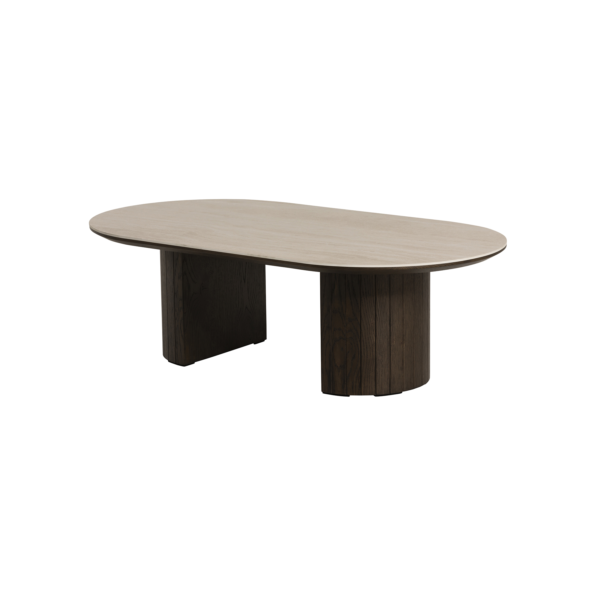 Kita Dark Brown Wood Coffee Table with Ceramic Top