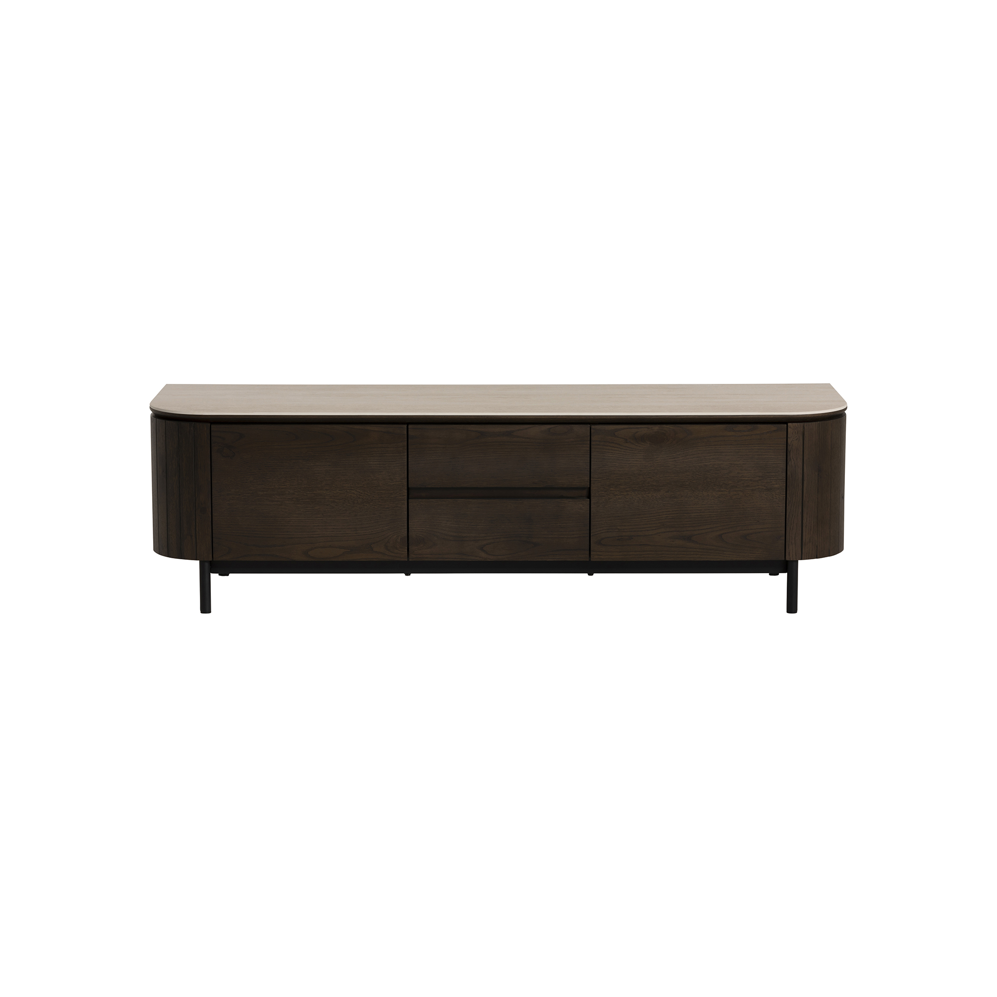 Kita Dark Brown Wood 2 Door 2 Drawer TV Unit with Ceramic Top
