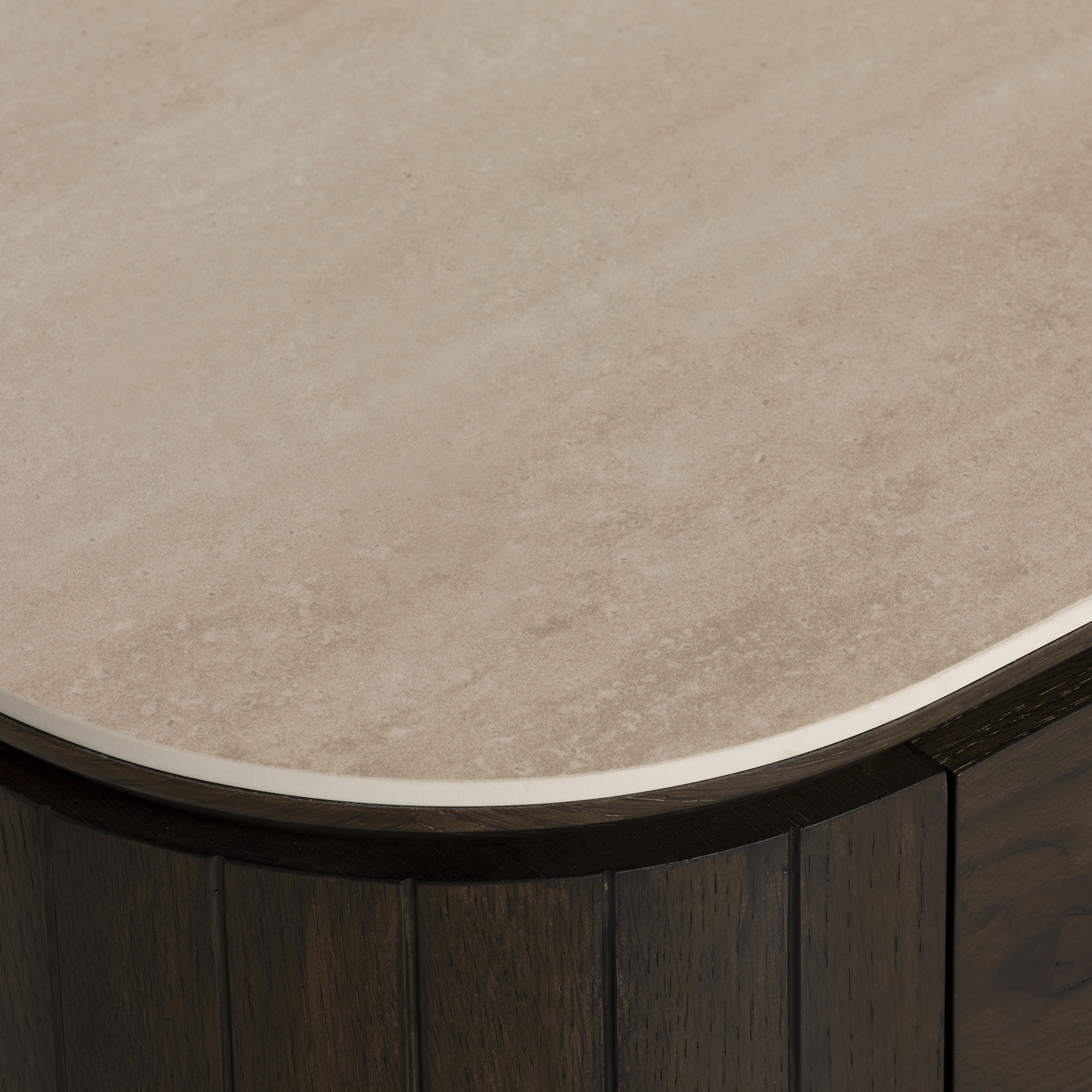 Kita Dark Brown Wood 2 Door 2 Drawer TV Unit with Ceramic Top