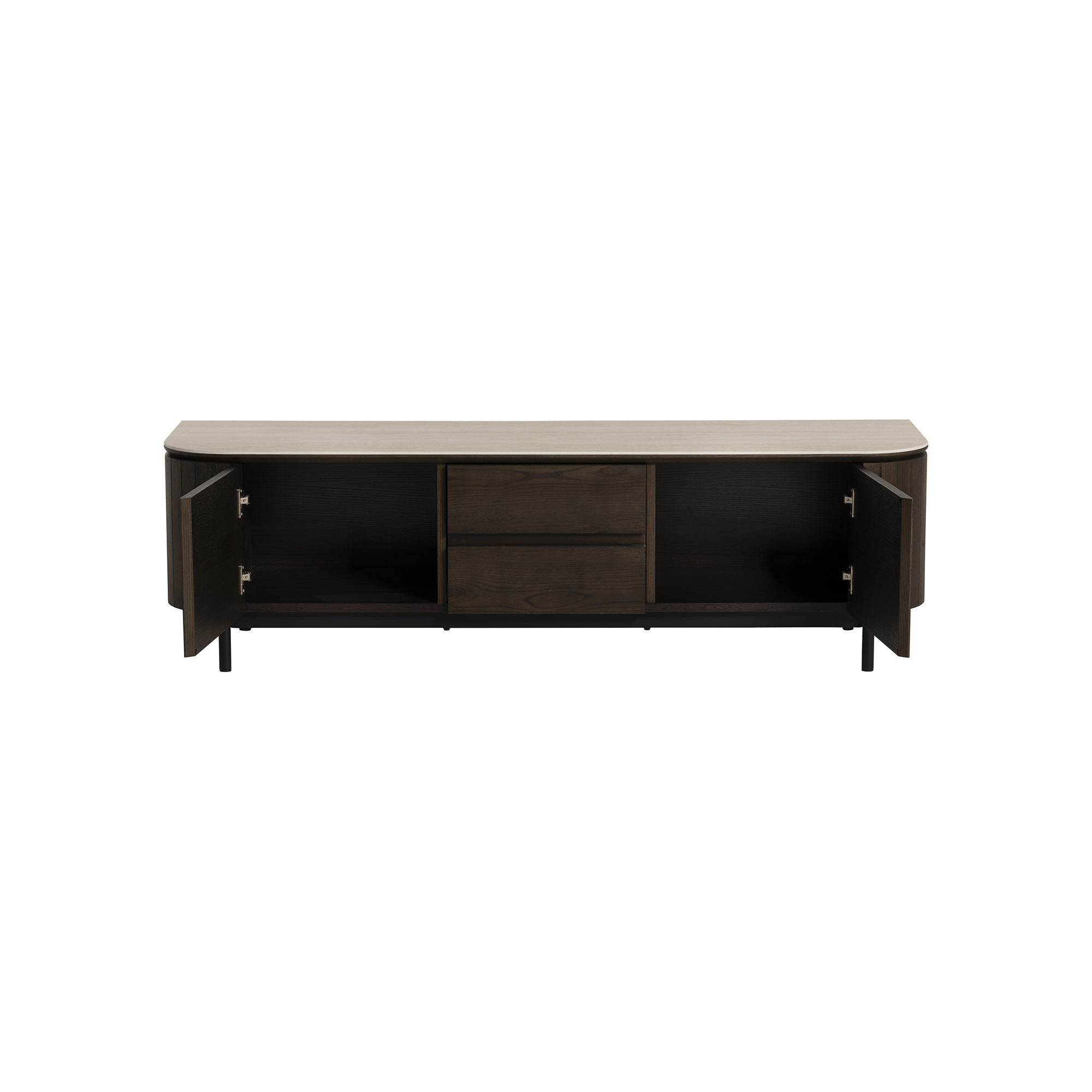 Kita Dark Brown Wood 2 Door 2 Drawer TV Unit with Ceramic Top