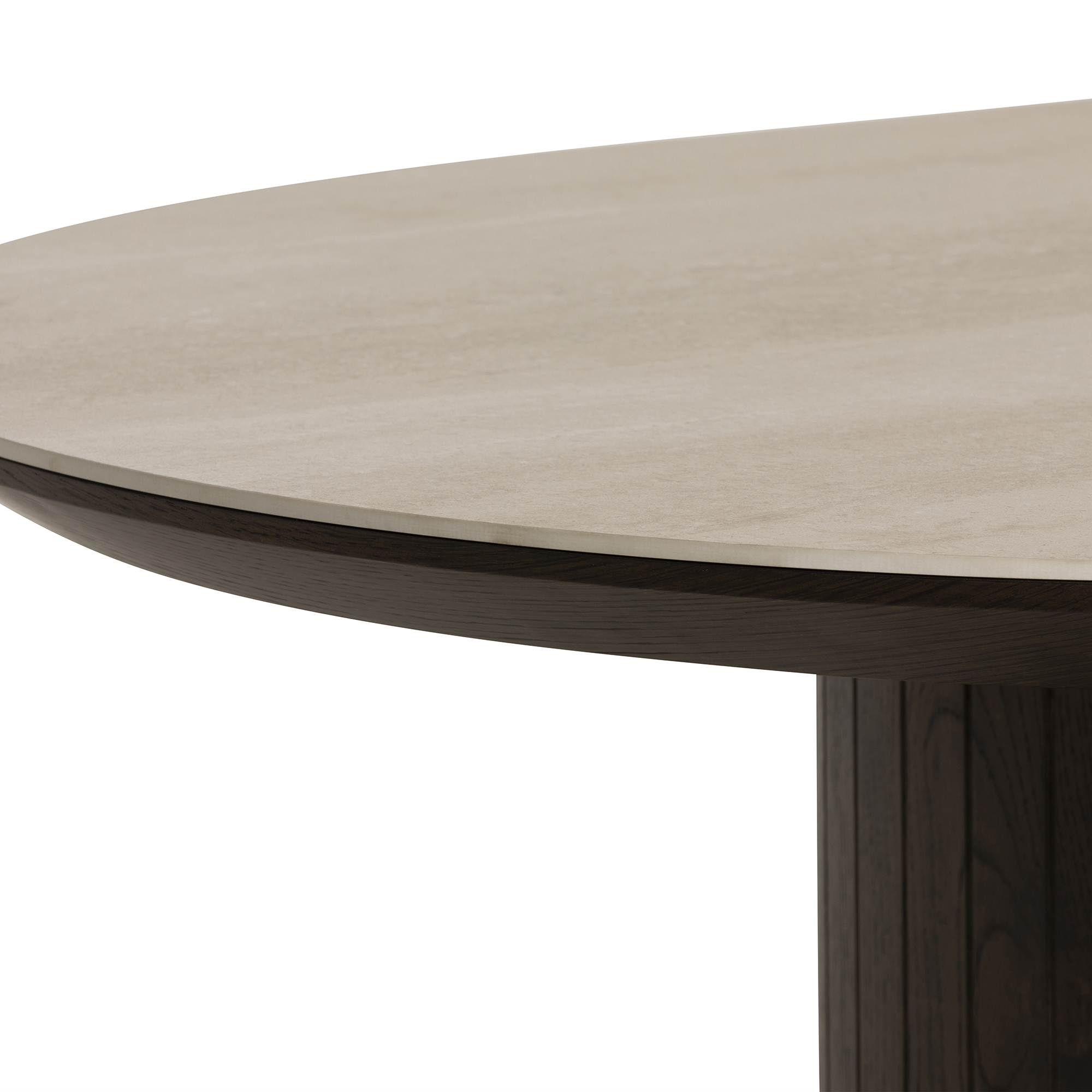 Kita Dark Brown Wood Dining Table 220cm with Ceramic Top