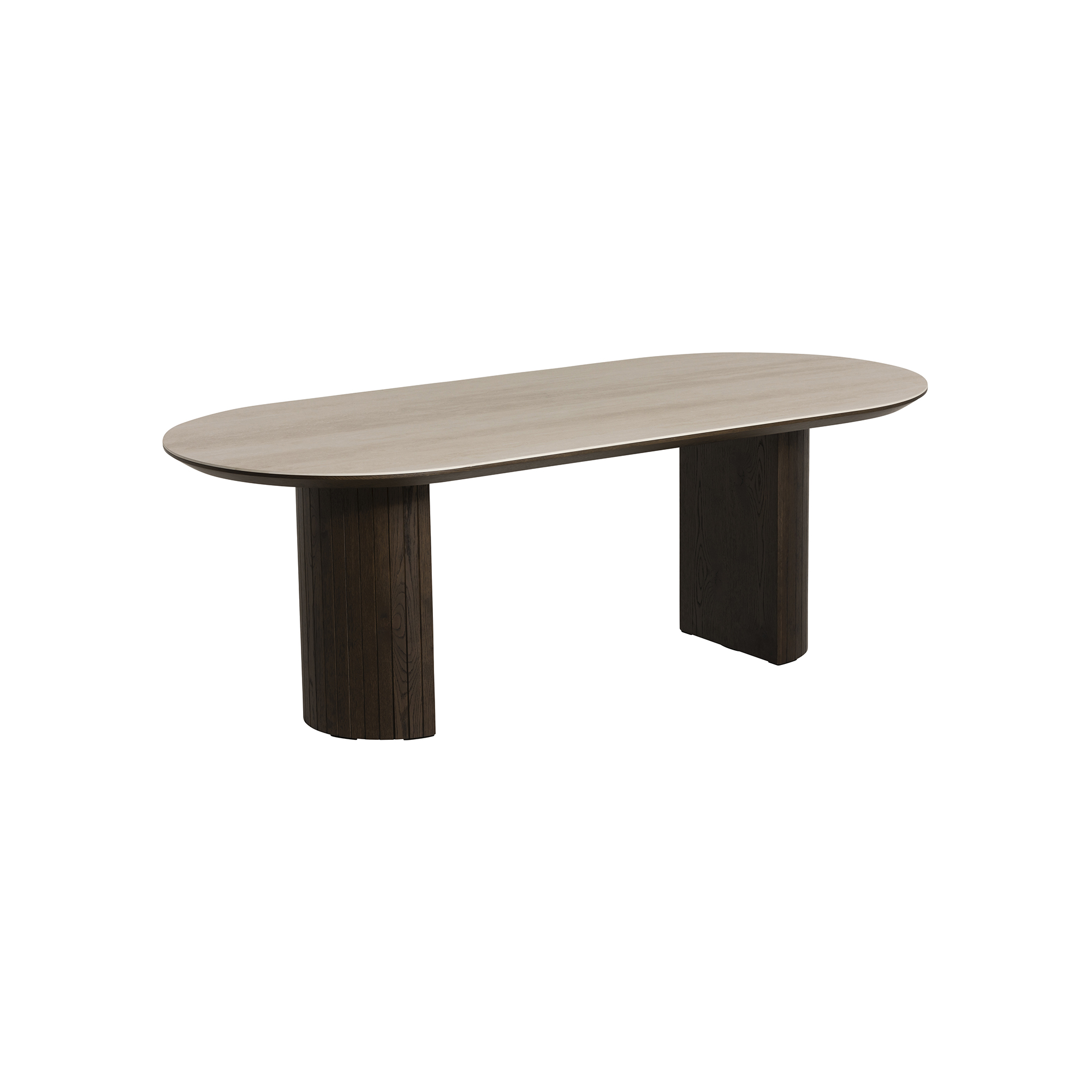 Kita Dark Brown Wood Dining Table 220cm with Ceramic Top