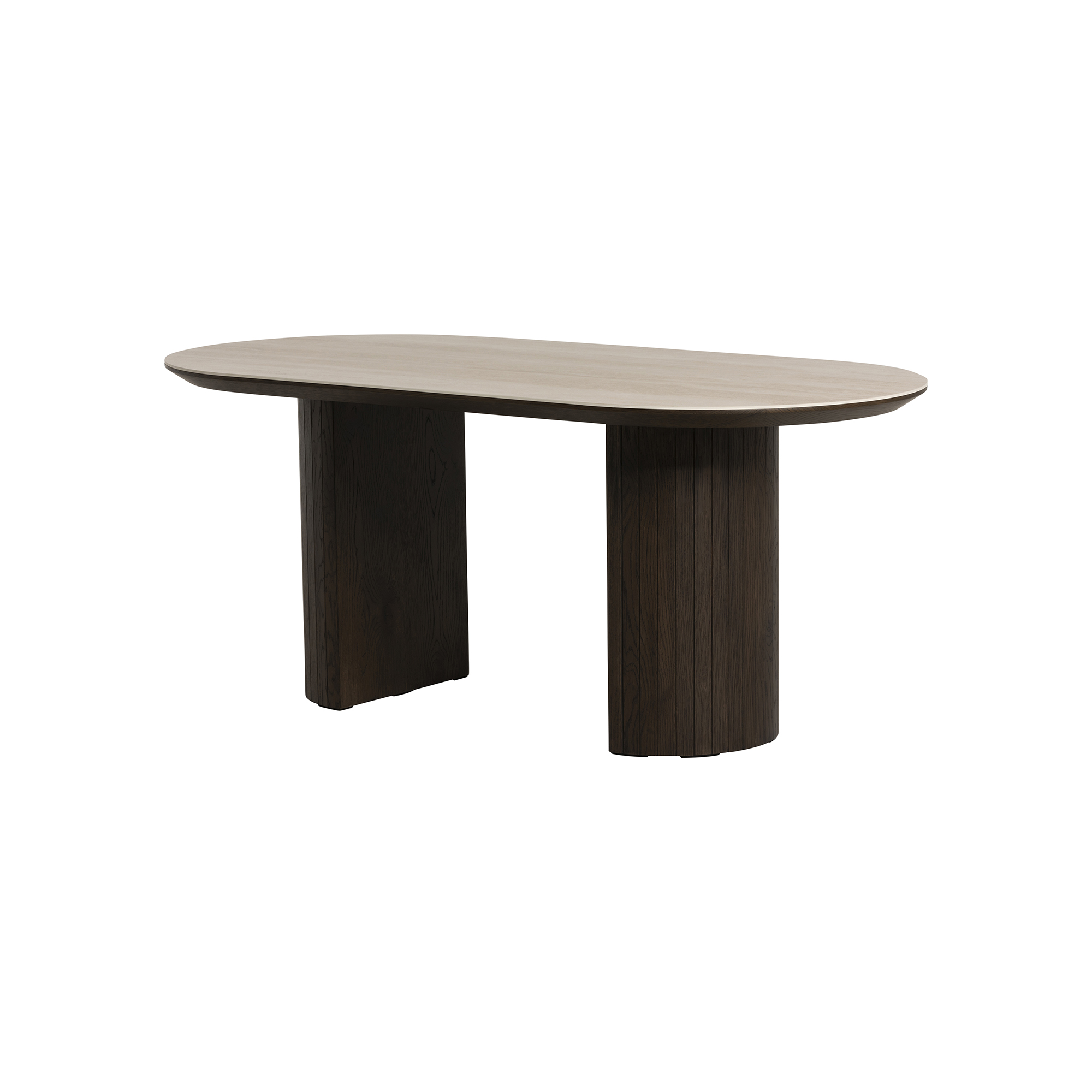 Kita Dark Brown Wood Dining Table 180cm with Ceramic Top